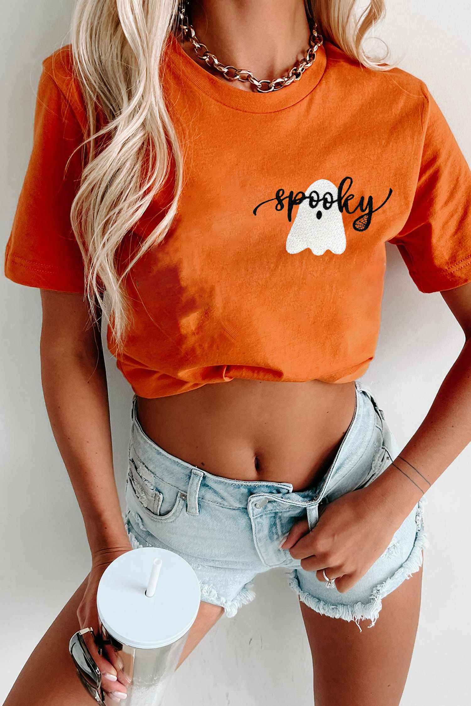 Women's Cotton Blend Ghost Tee, Soft Stretch Tee Shirt - Detail View 3
