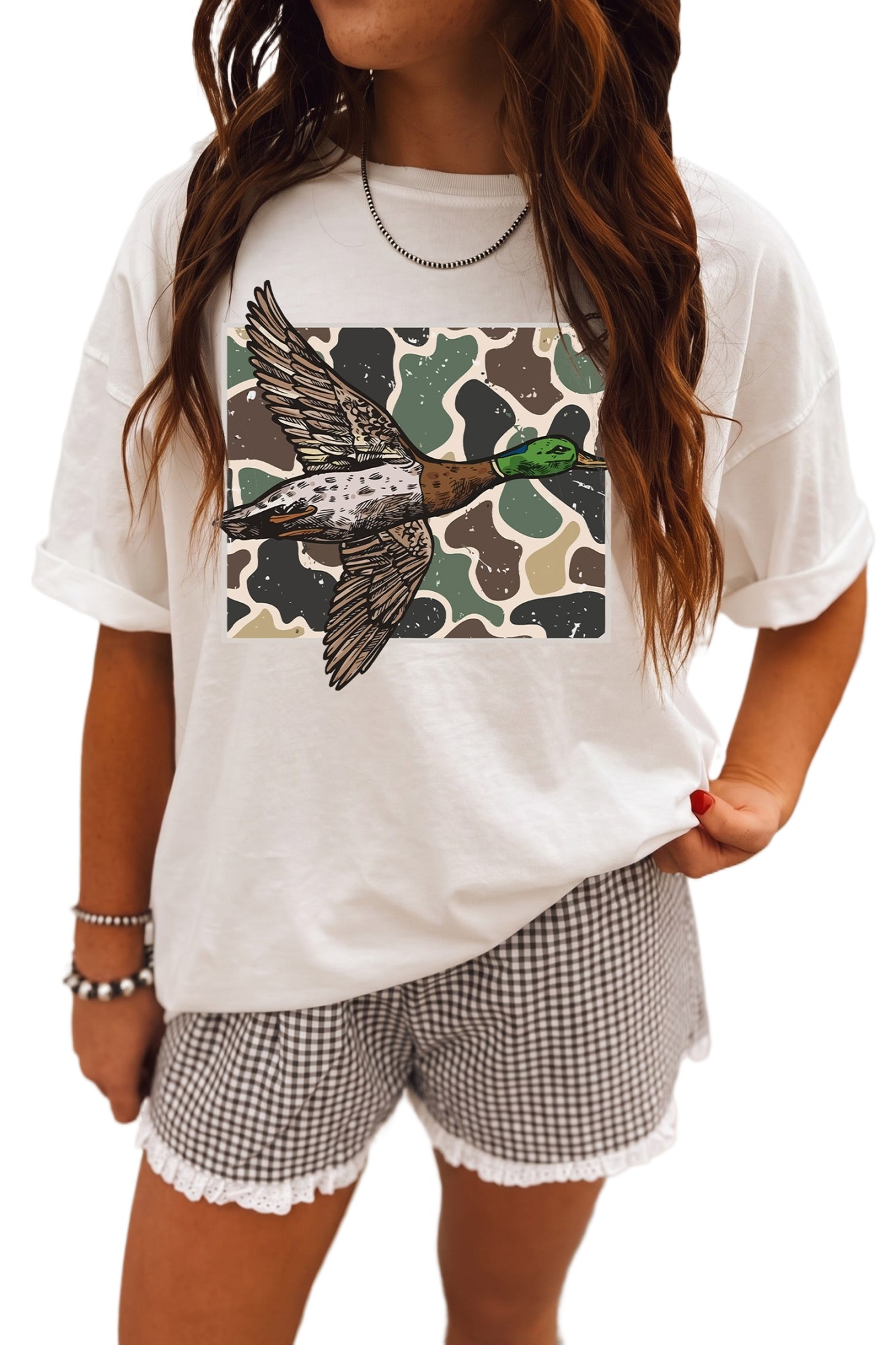 Women's Duck Graphic Tee, Casual Western Short Sleeve - Main View