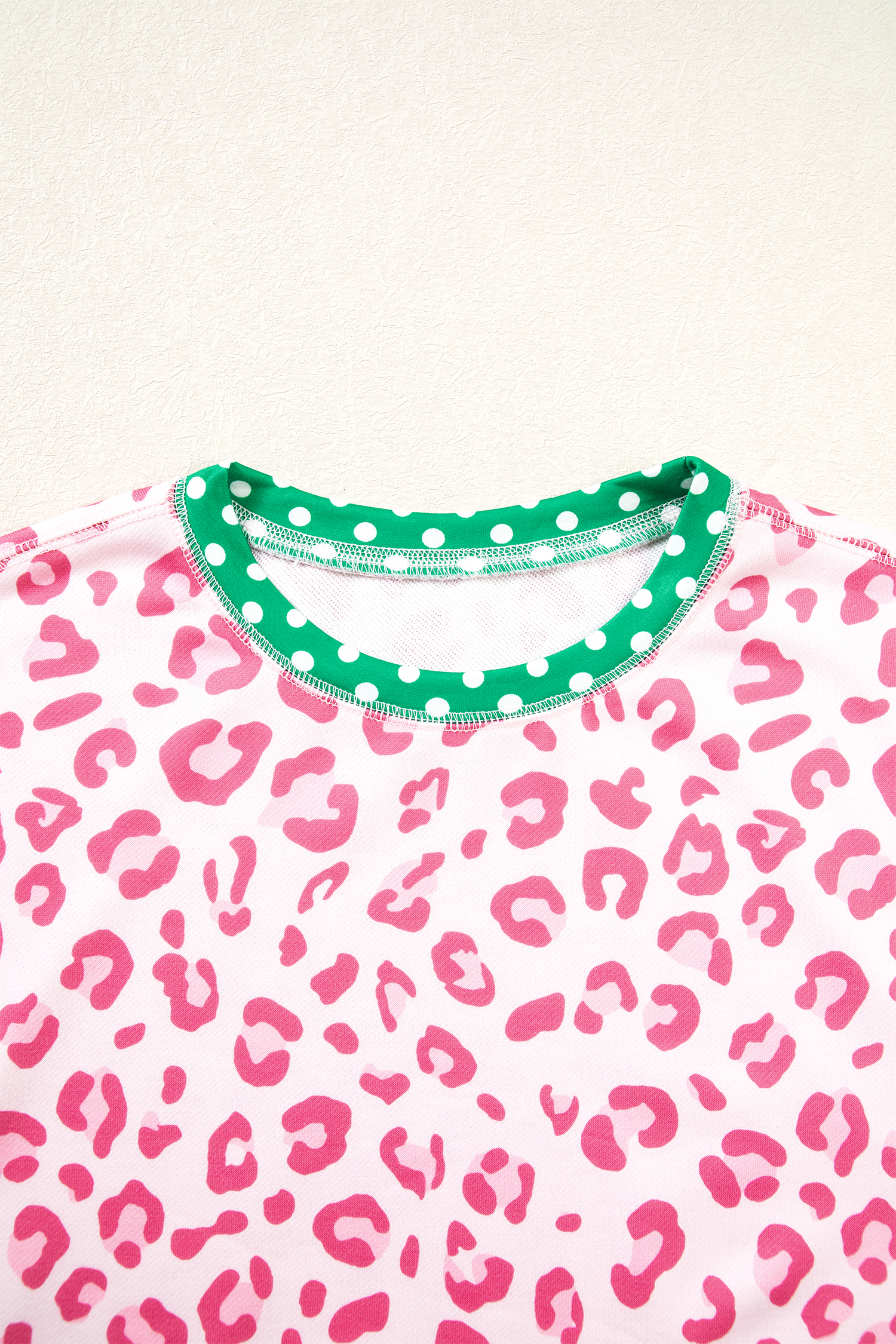 Polyester Women's Pink Leopard Top, Comfortable Pullover - Detail View 9
