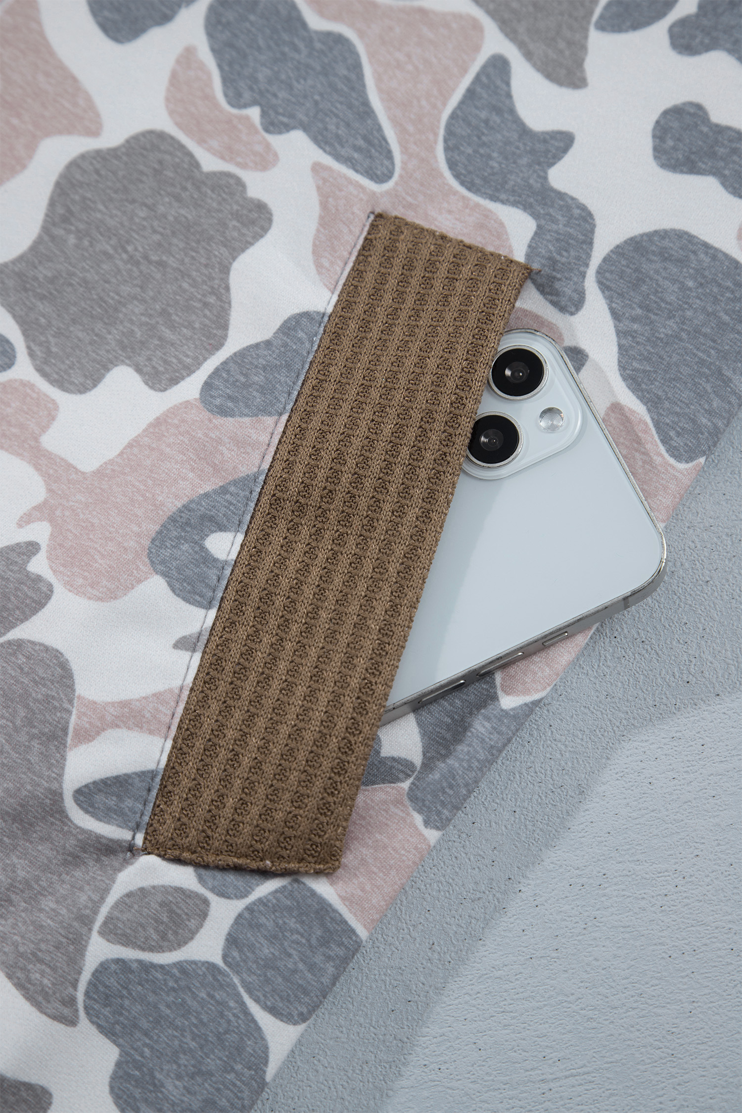 Women's Casual Camo Hoodie, Waffle Knit Top - Detail View 7