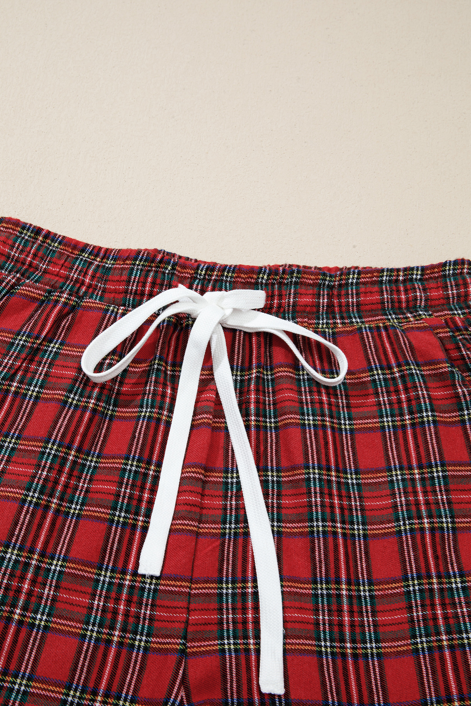 Festive Plaid Lounge Set, Women's Holiday Crewneck Pajamas - Detail View 14
