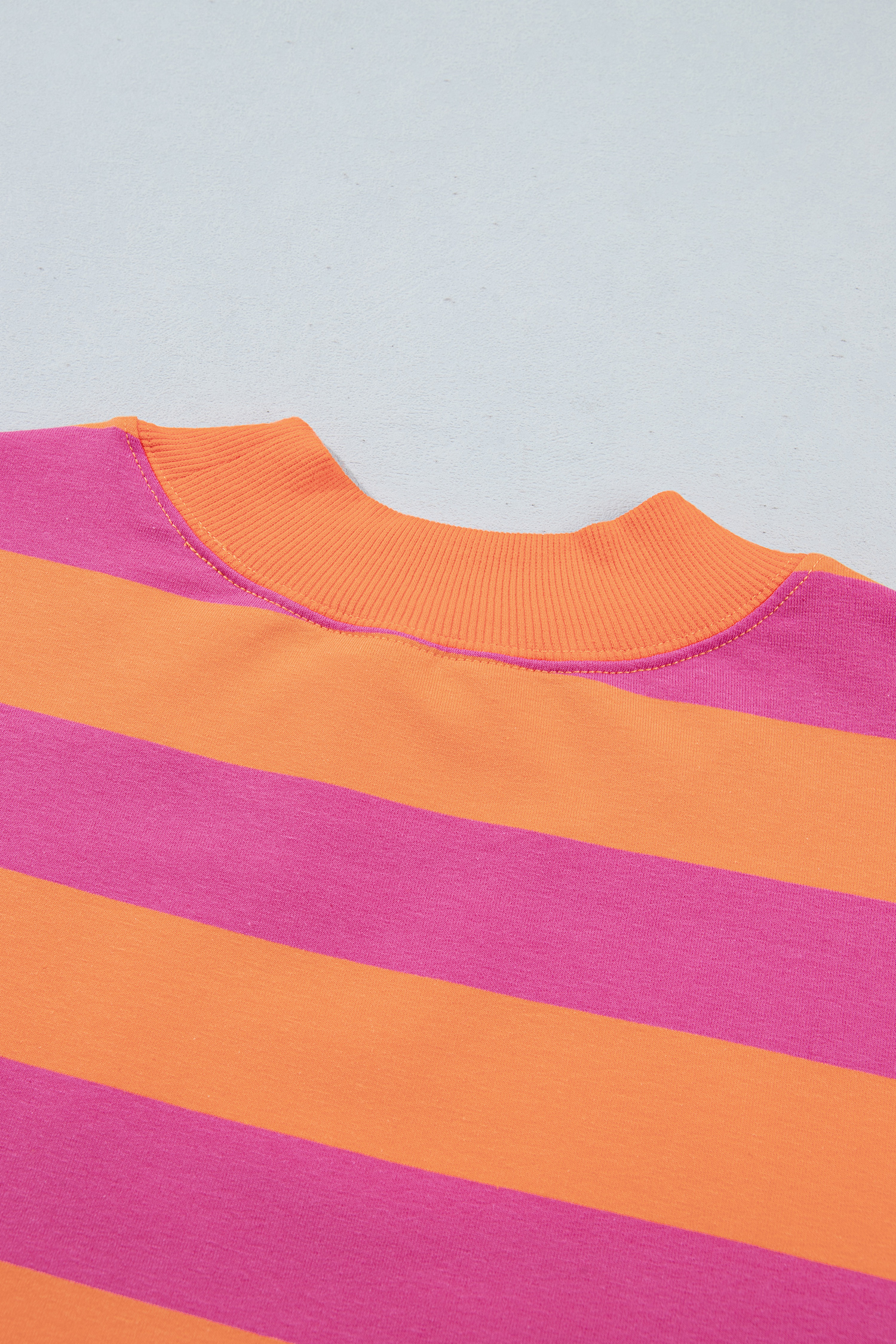 Casual Colorblock Sweatshirt, Women's Striped Mock Neck Top - Detail View 5