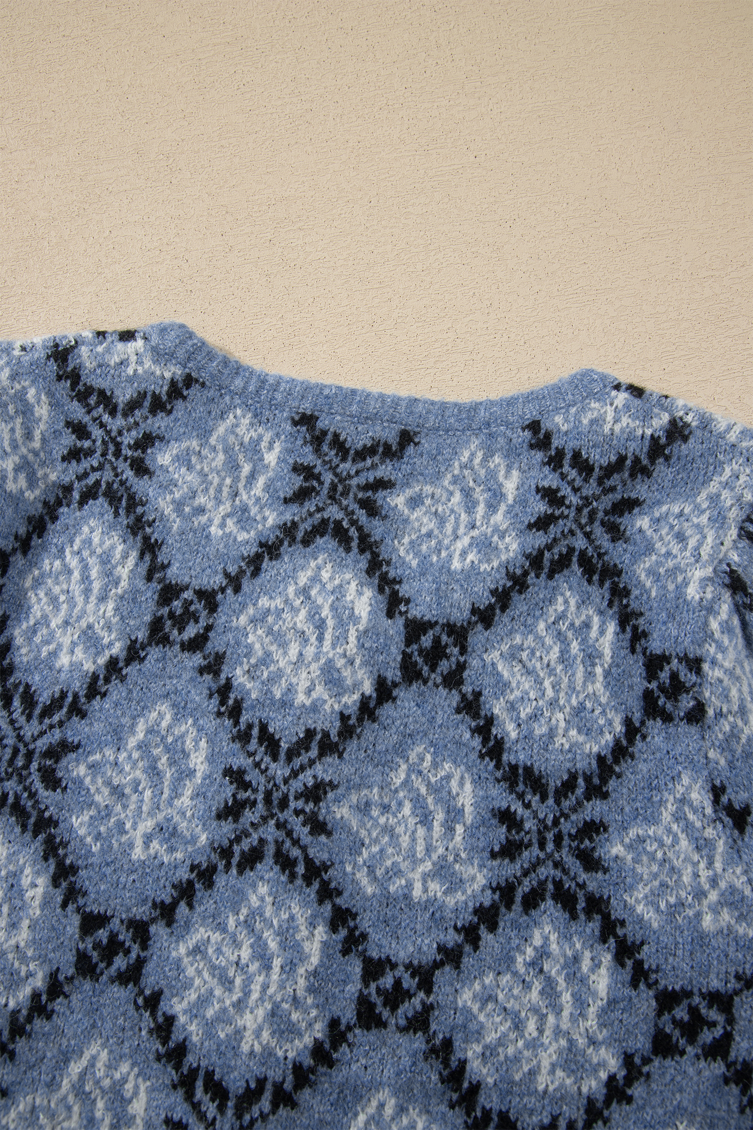 Short Sleeve Knit Cardigan, Dark Blue Boho Button Up Top - Detail View 8