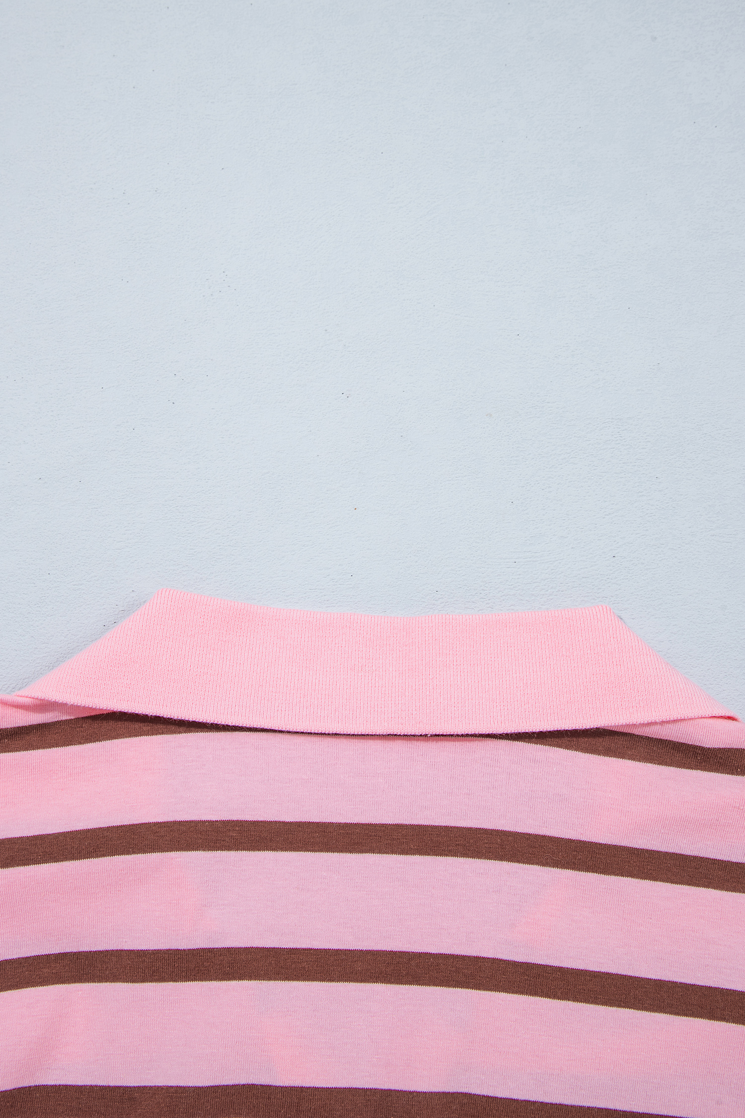 Women's Pink Stripe Collar Top, Chic Drop Sleeve Pullover - Detail View 8