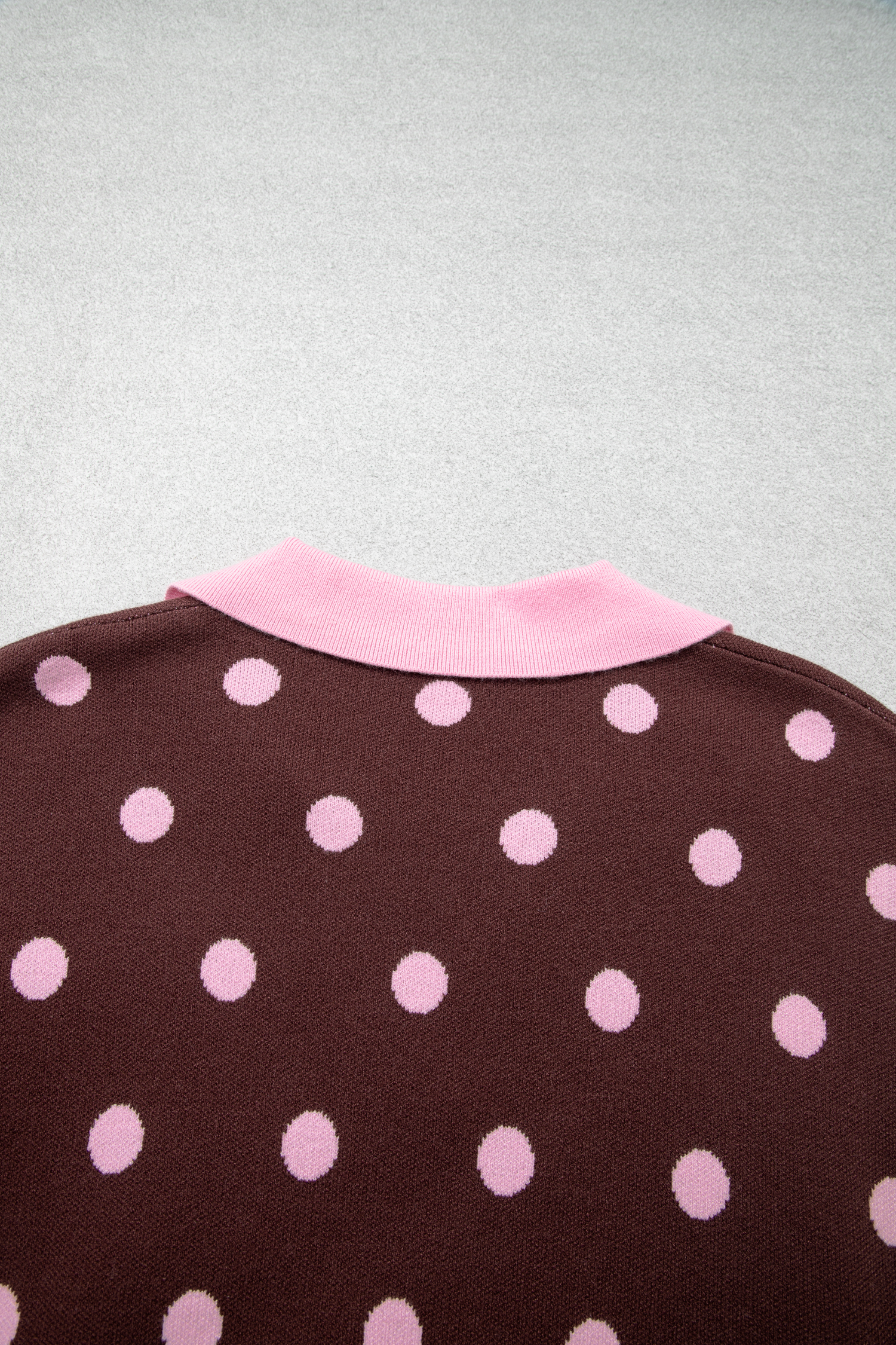 Women's Polka Dot Collared Sweater, Casual Loose Pullover - Detail View 7