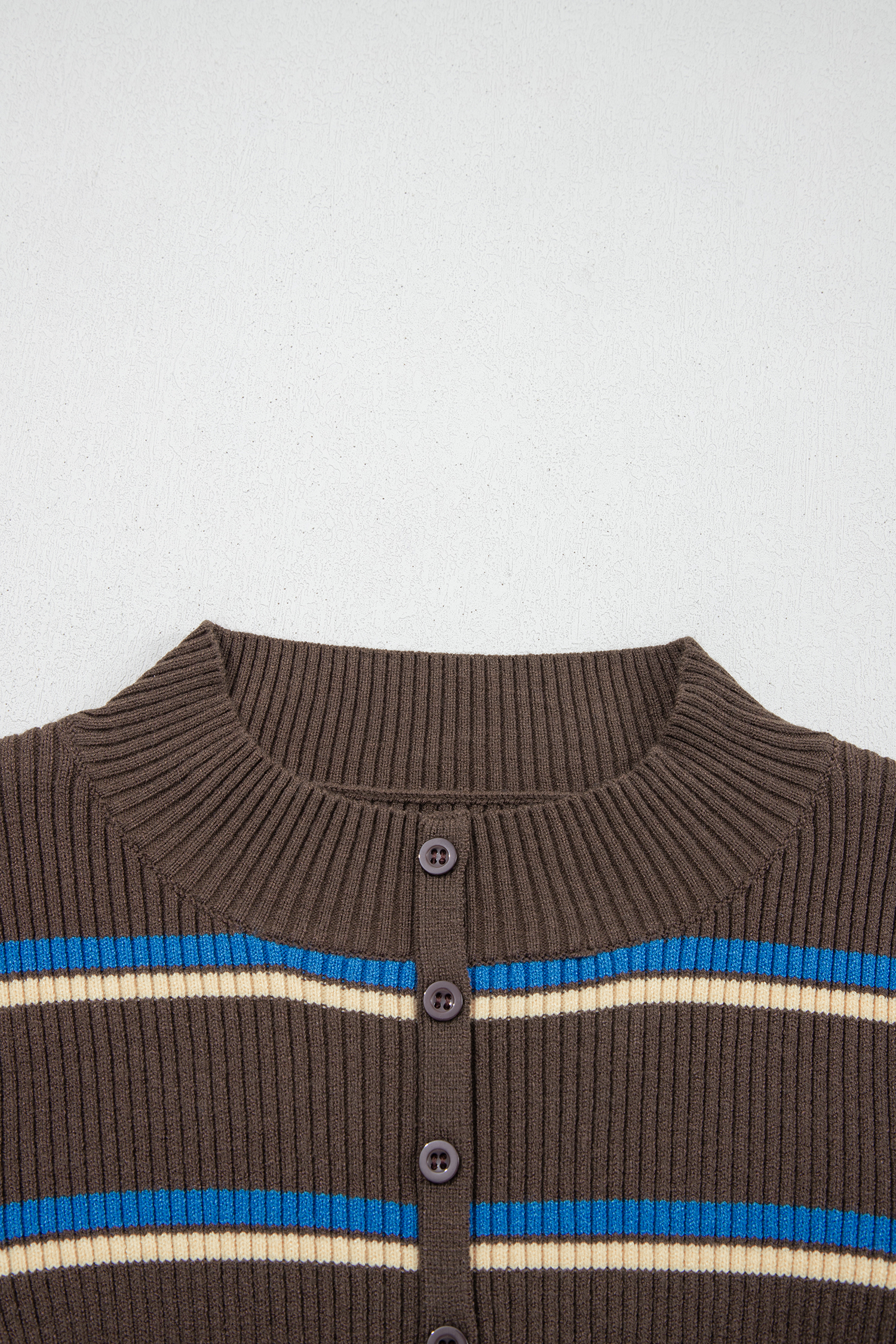 Women's Ribbed Henley Sweater, Casual Striped Autumn Knit - Detail View 10