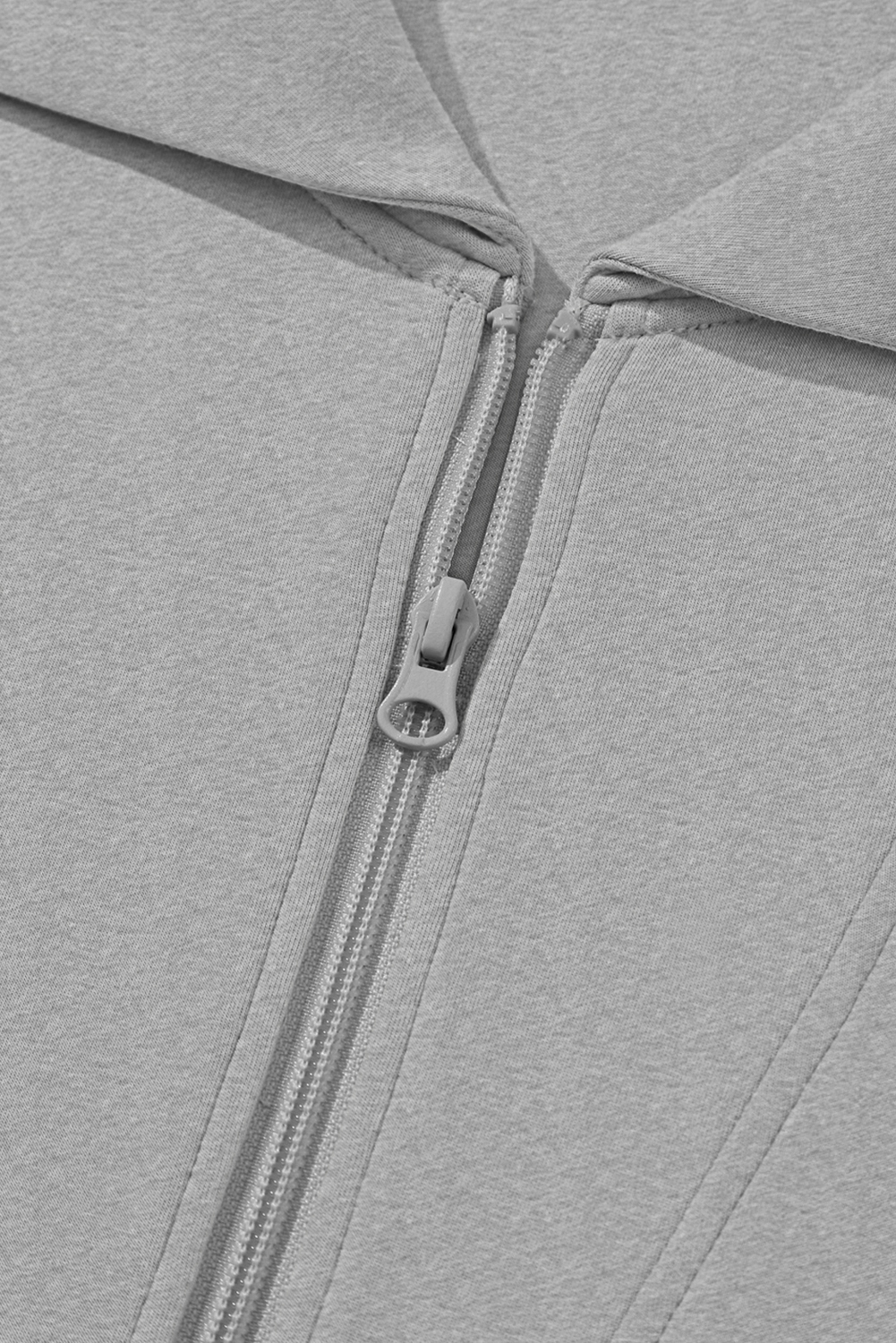 Grey Women's Athleisure Set, Sailor Collar Zip - Detail View 10