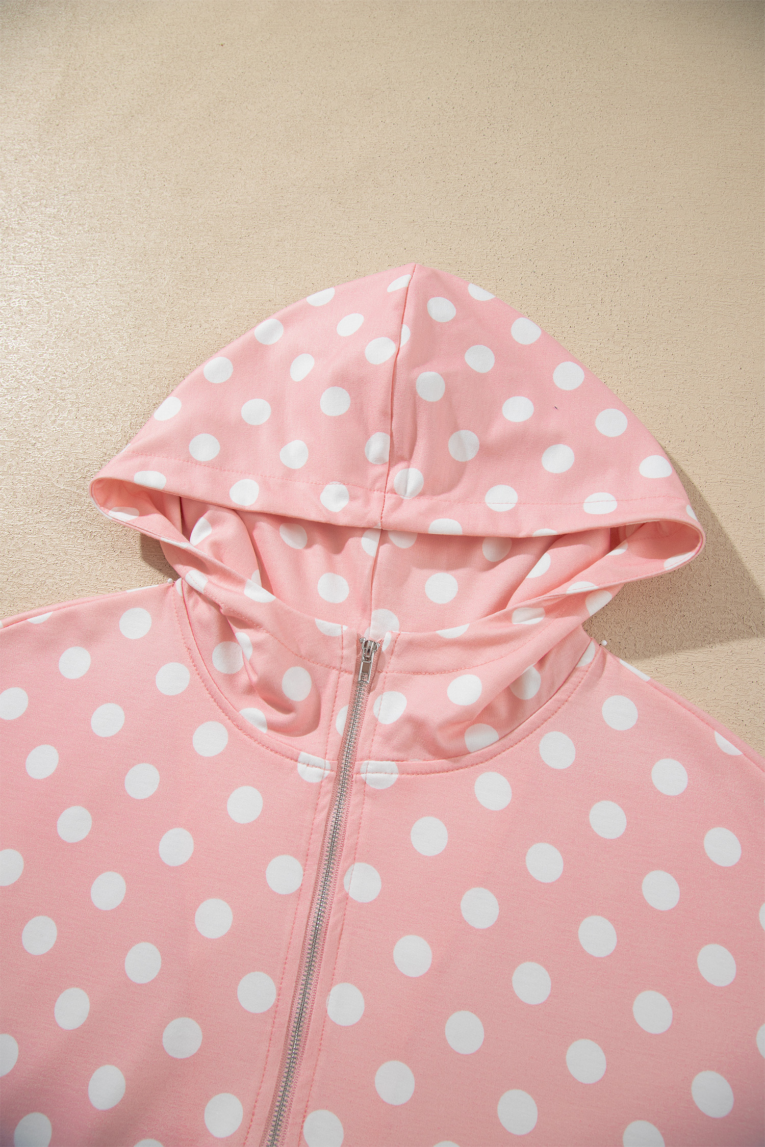 Women's Pink Polka Dot Skort Set, Casual Hooded Fall Outfit - Detail View 13