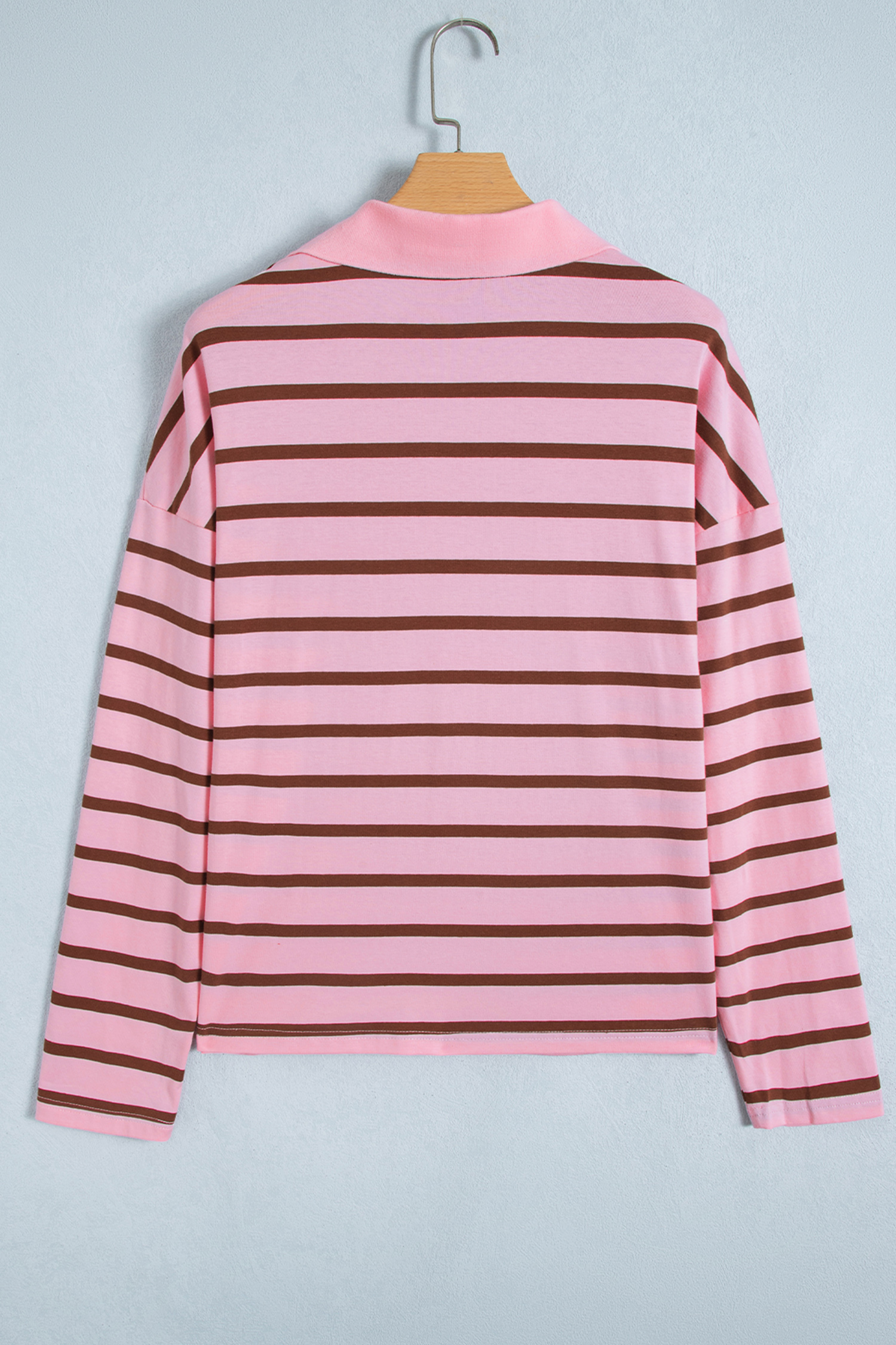 Women's Cotton Striped Top, Soft Loose Fit Collar Shirt - Detail View 6