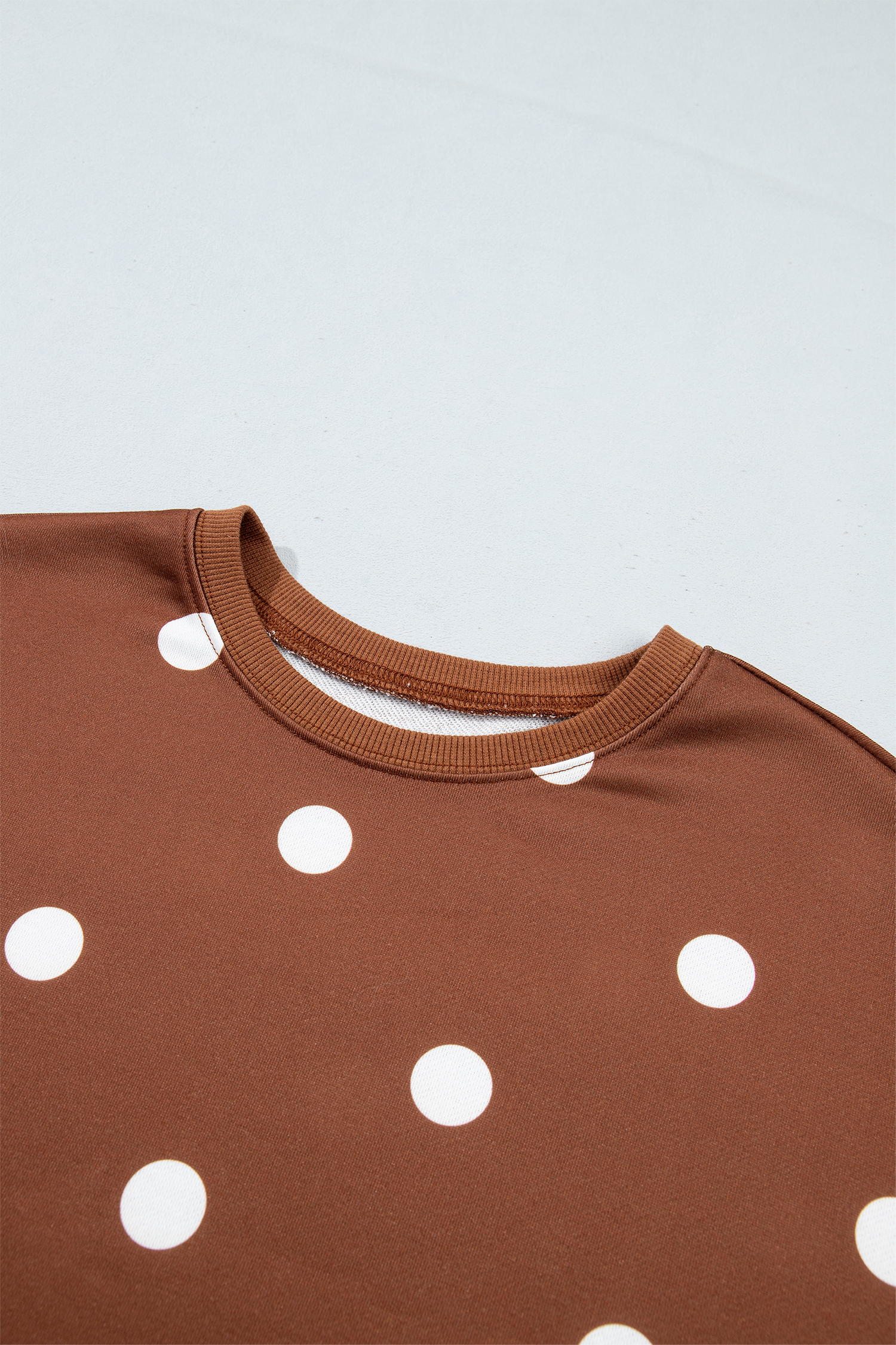 Women's Polka Dot Skort Set, Casual Brown Fall Lounge - Detail View 7