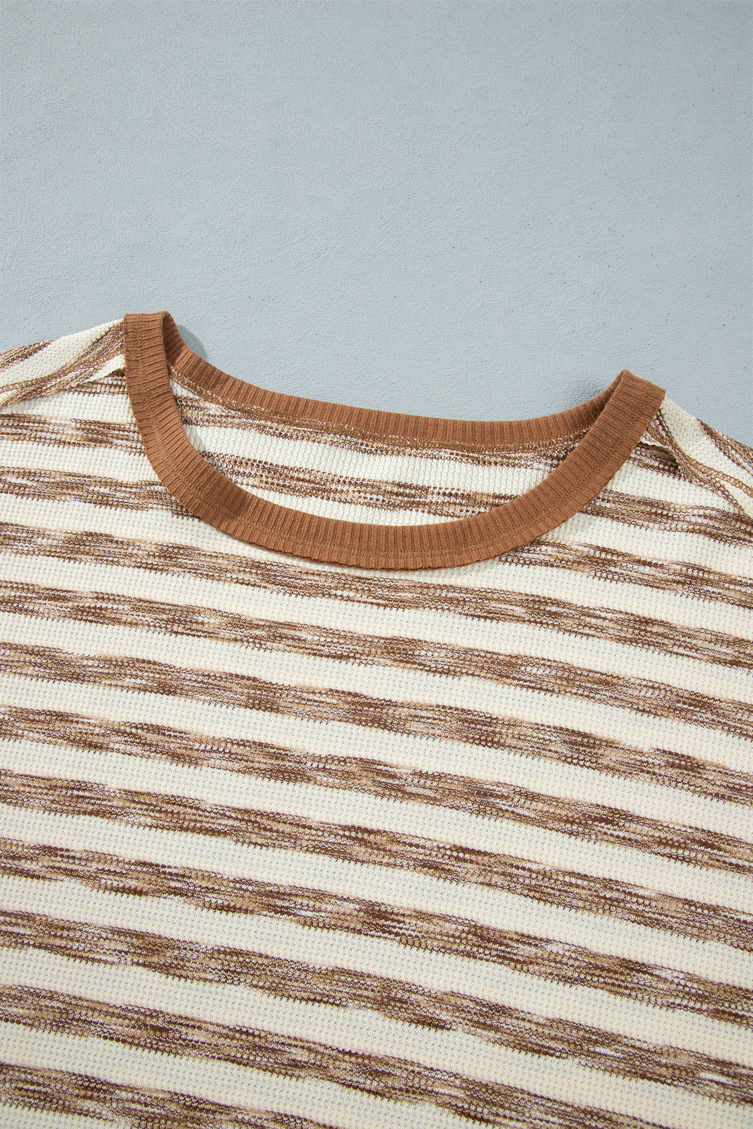 Women's Striped Knit Top, Casual Long Sleeve Fall Pullover - Detail View 7