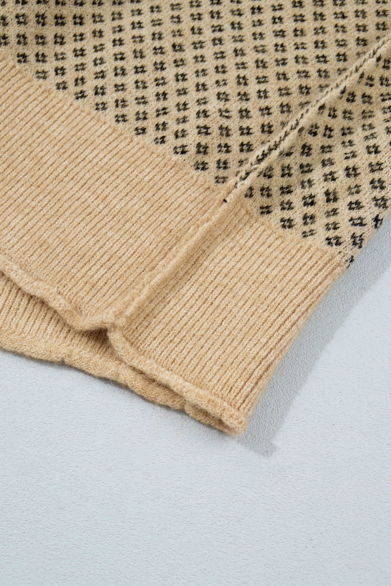 Womens Geometric Print Sweater, Chic Drop Shoulder Top - Detail View 11