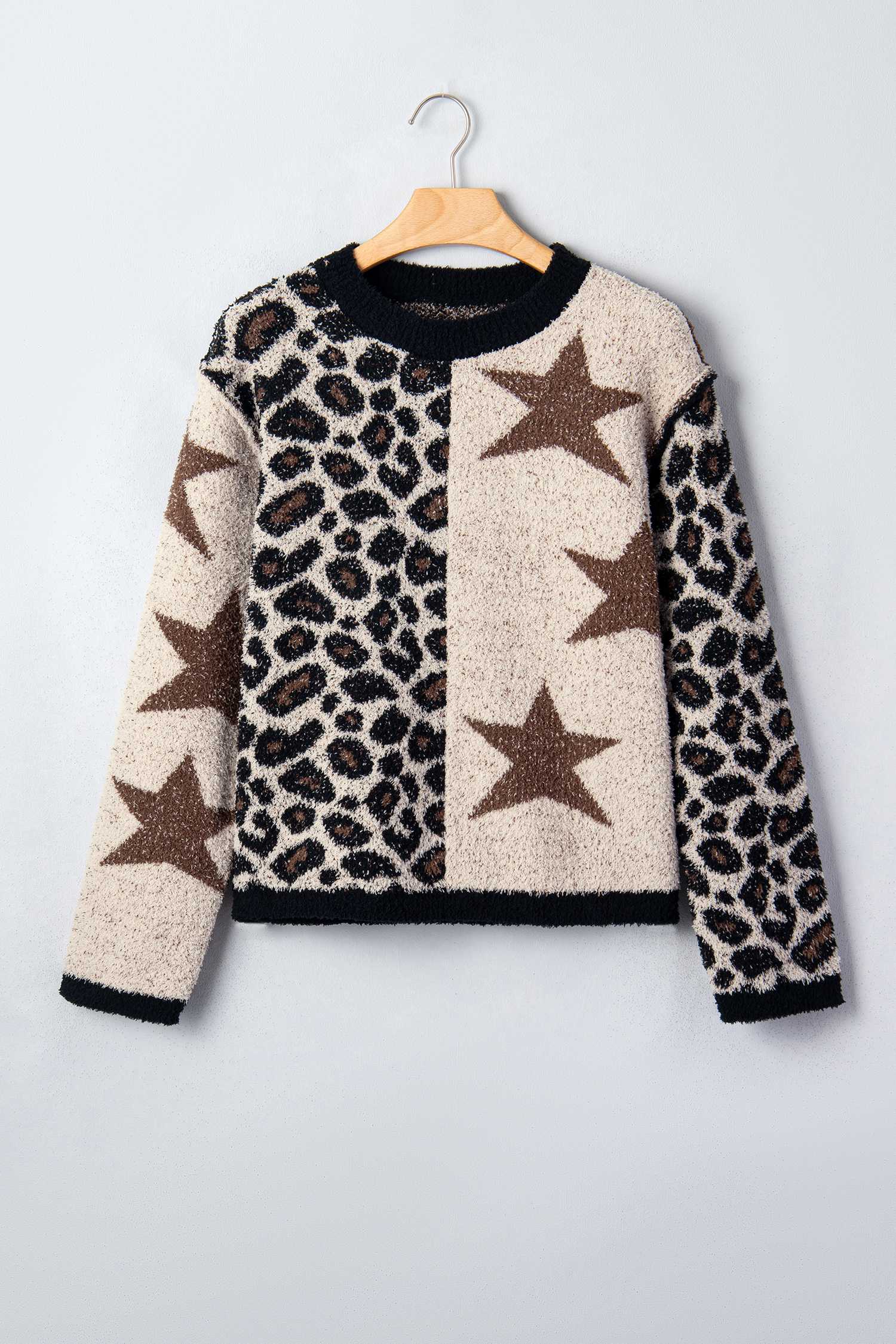 Trendy Leopard Star Pullover, Animal Print Women's Fall - Detail View 8