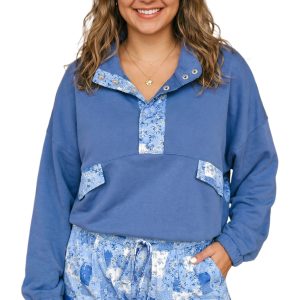 Women's 2 Piece Shorts Set, Casual Long Sleeve Floral Lounge - Main View