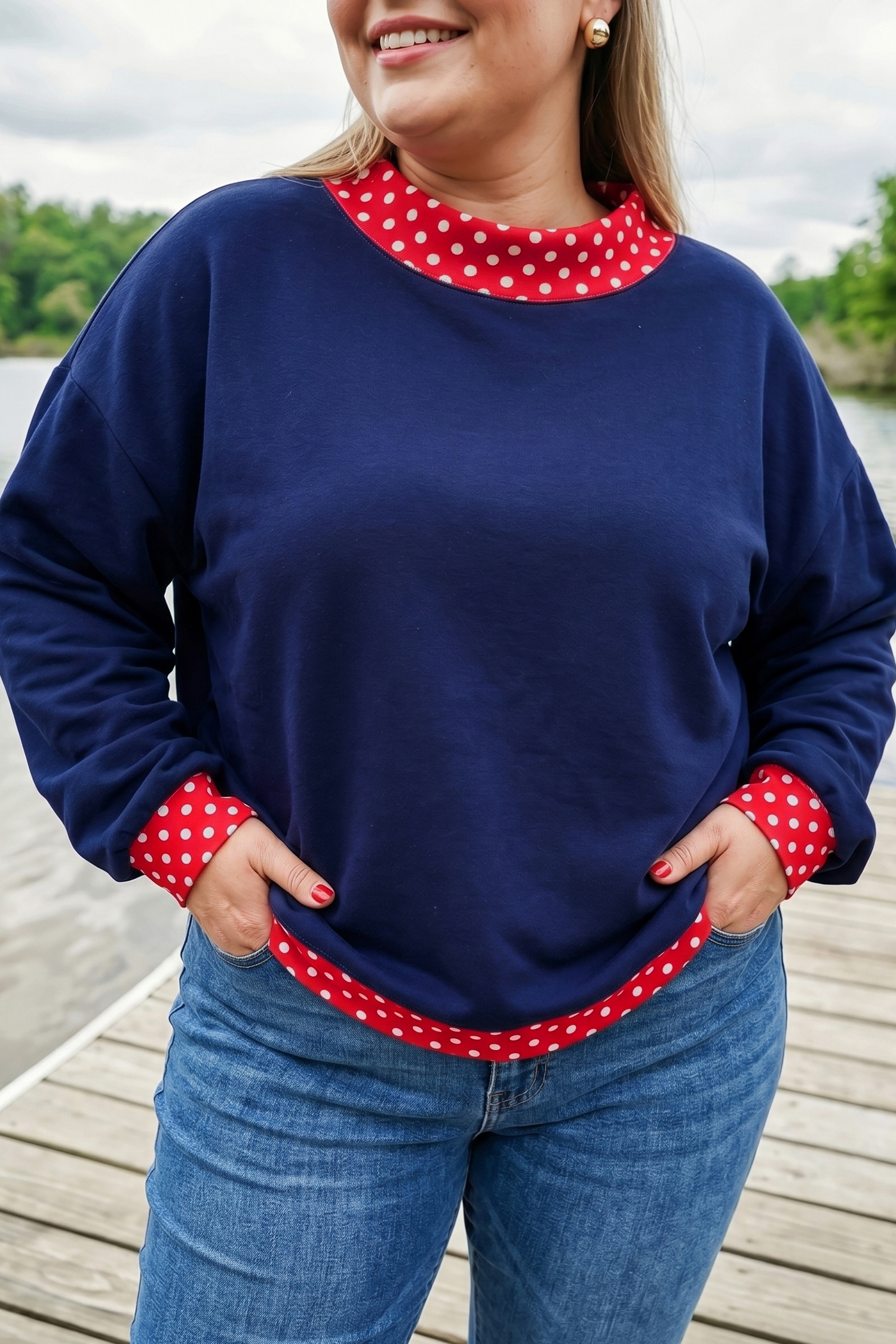 Women's Cozy Cotton Sweatshirt, Long Sleeve Pullover - Detail View 3