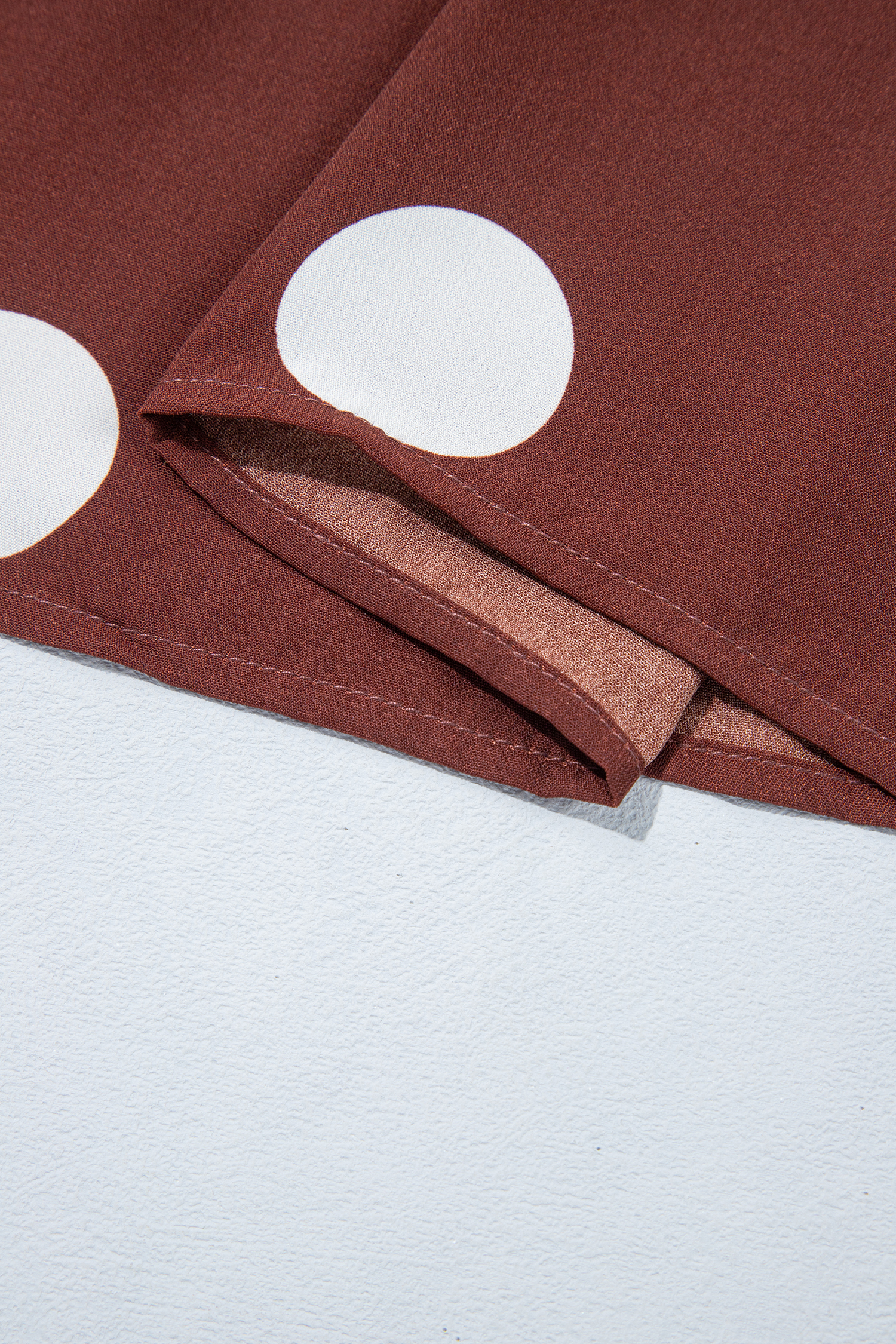 Plus Size Polka Dot Dress, Brown Long Sleeve Fall Maxi - Detail View 11