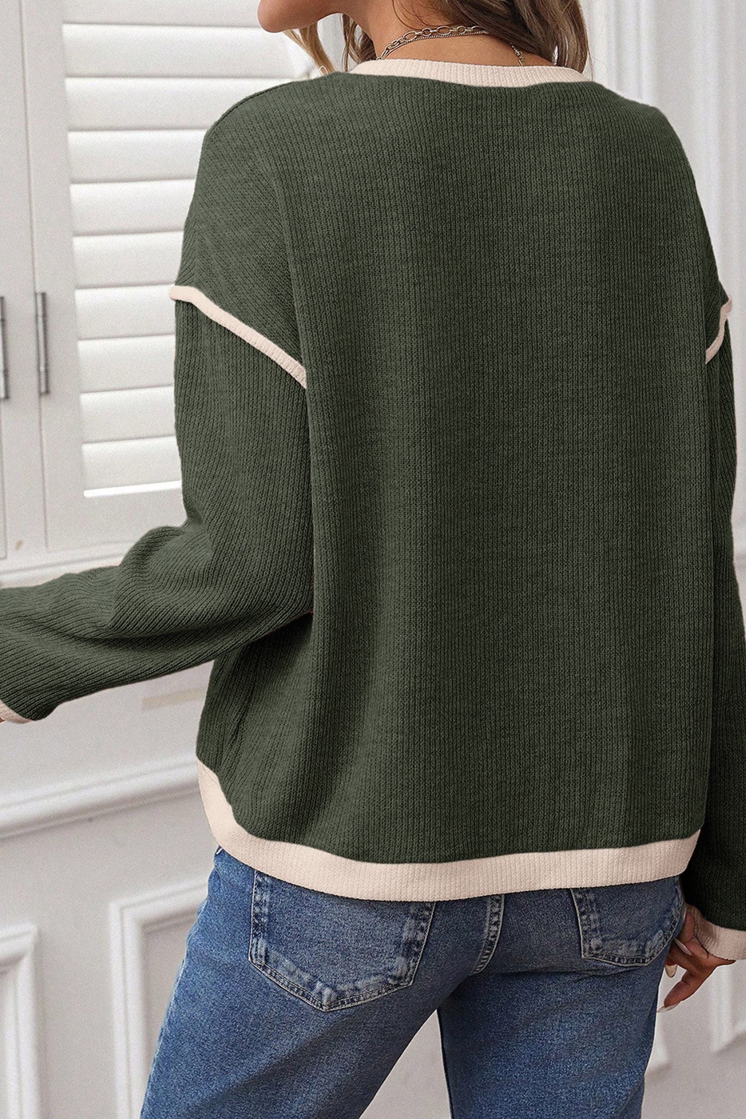 Mallard Duck Graphic Sweater, Western Print Women Knit Top - Detail View 2