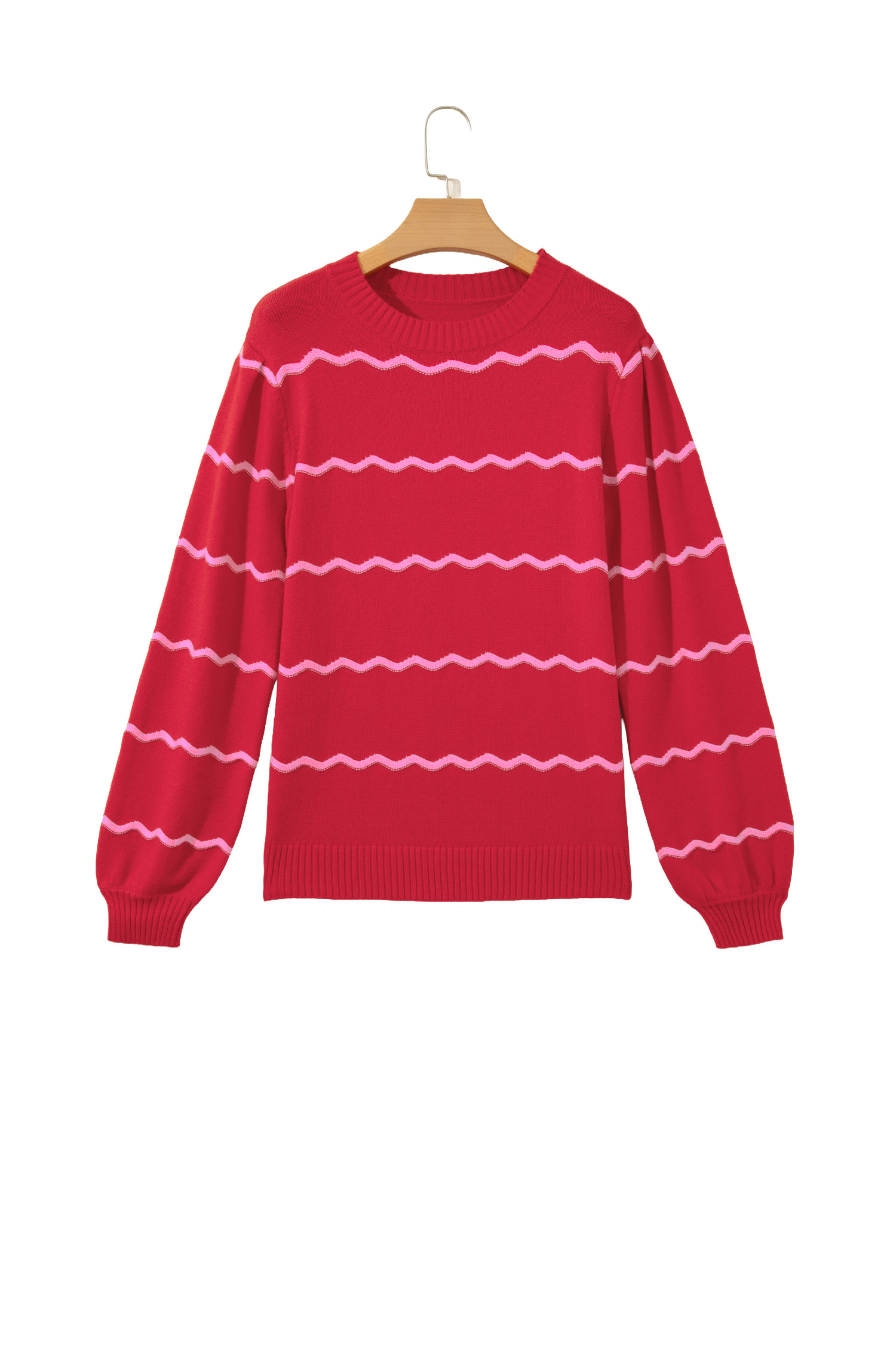 Womens Long Sleeve Knit Top, Casual Striped Pullover - Detail View 3