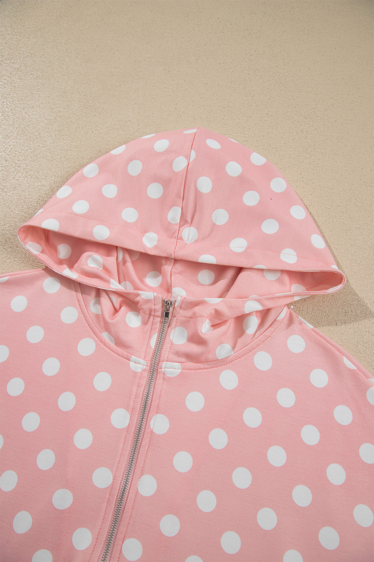 Pink Polka Dot Half Zip Skort Set, Women's Casual Loungewear - Detail View 15