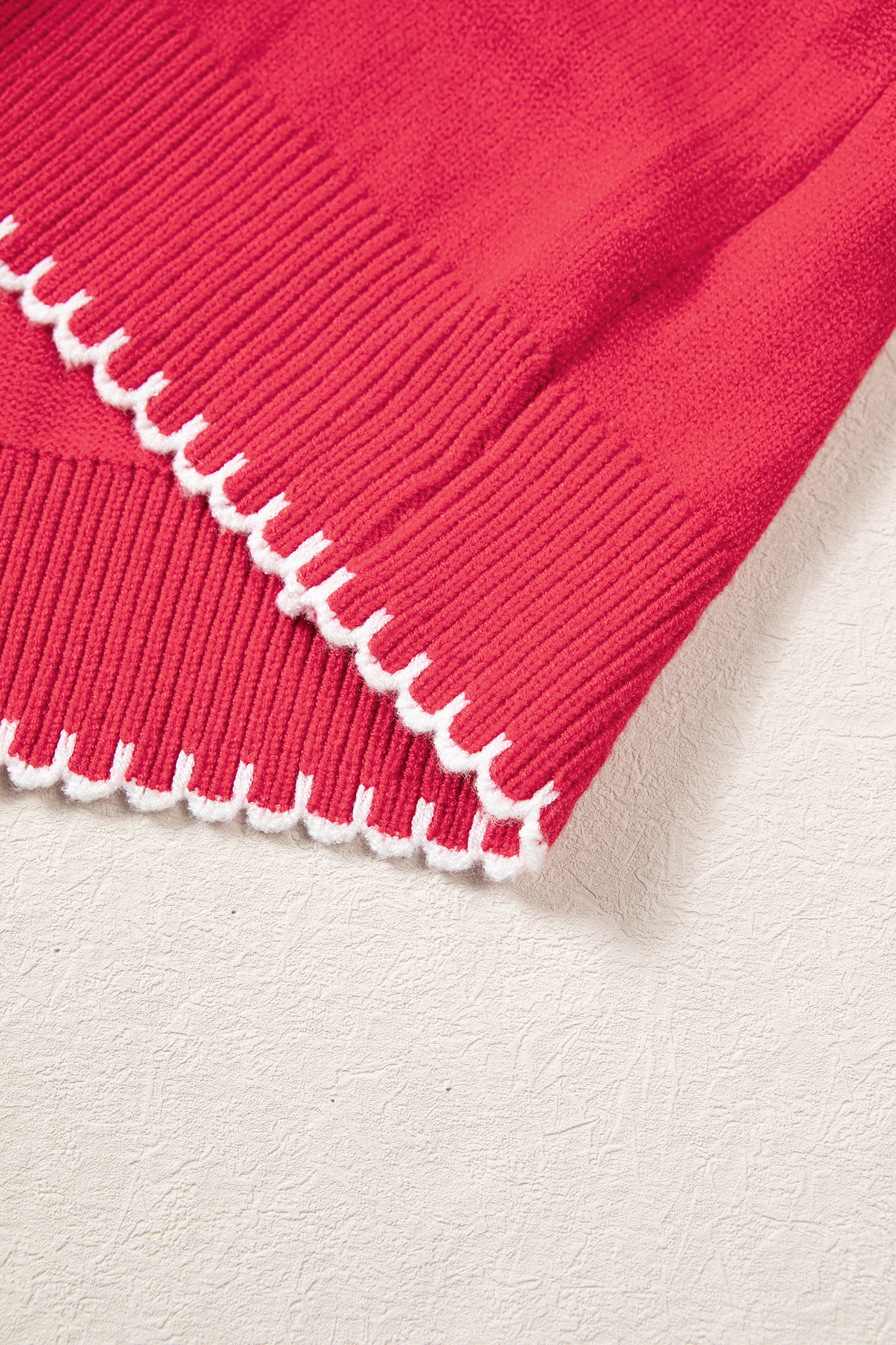 Racing Red Christmas Sweater, Gingham Tree Stitched Detail - Detail View 8