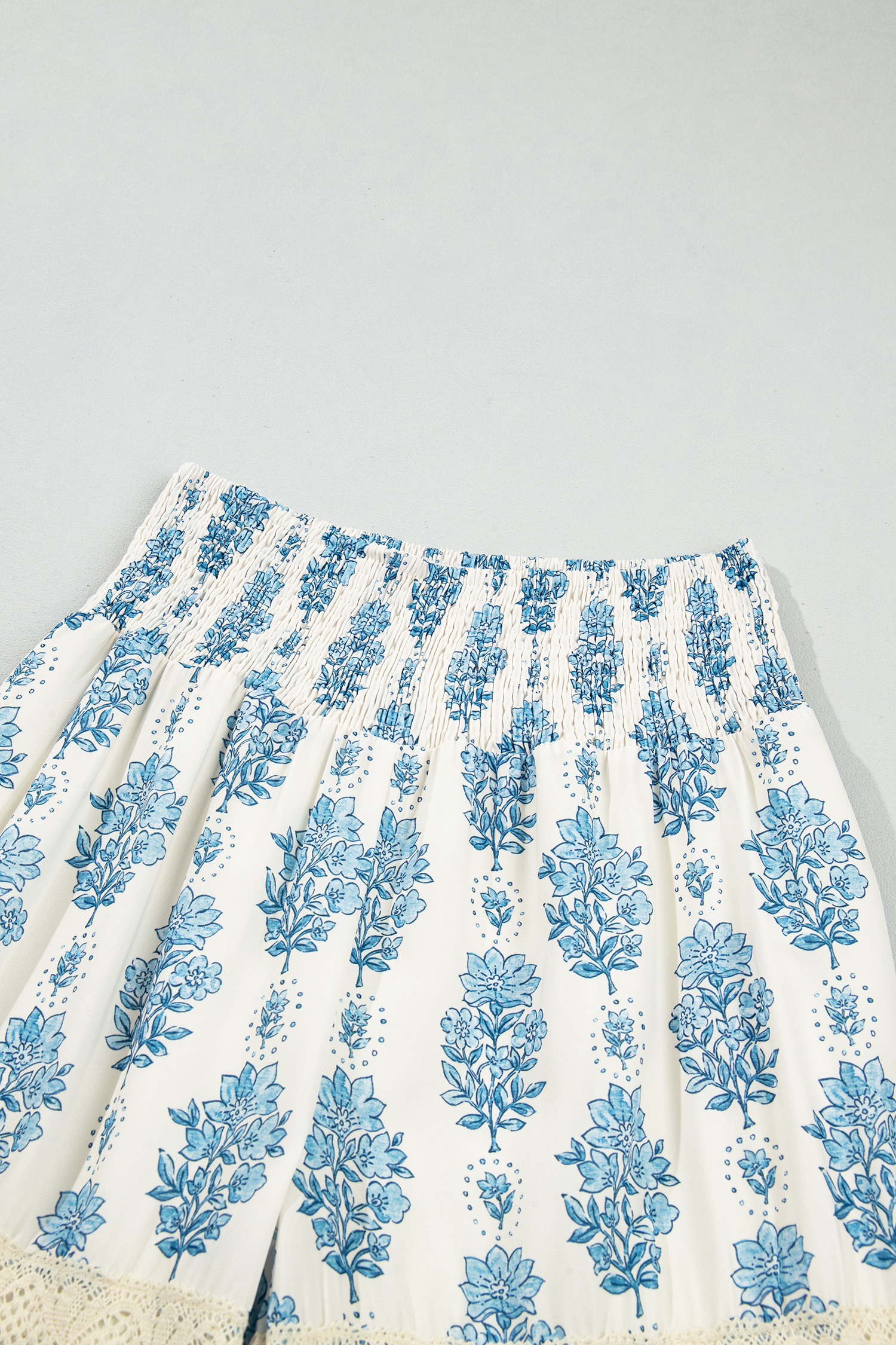 Women's Smocked Waist Pants, High Waist Floral - Detail View 6