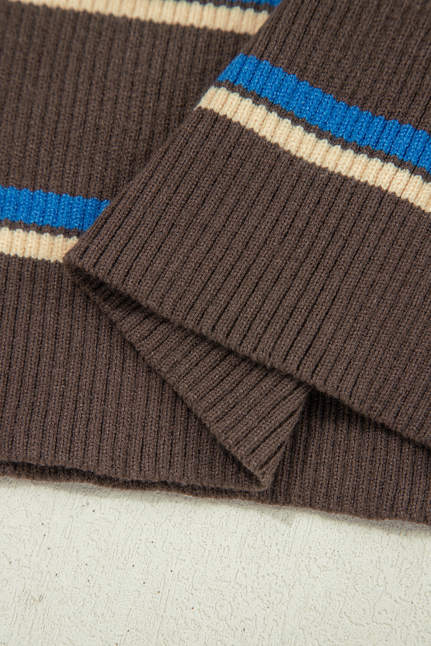 Women's Ribbed Henley Sweater, Casual Striped Autumn Knit - Detail View 13