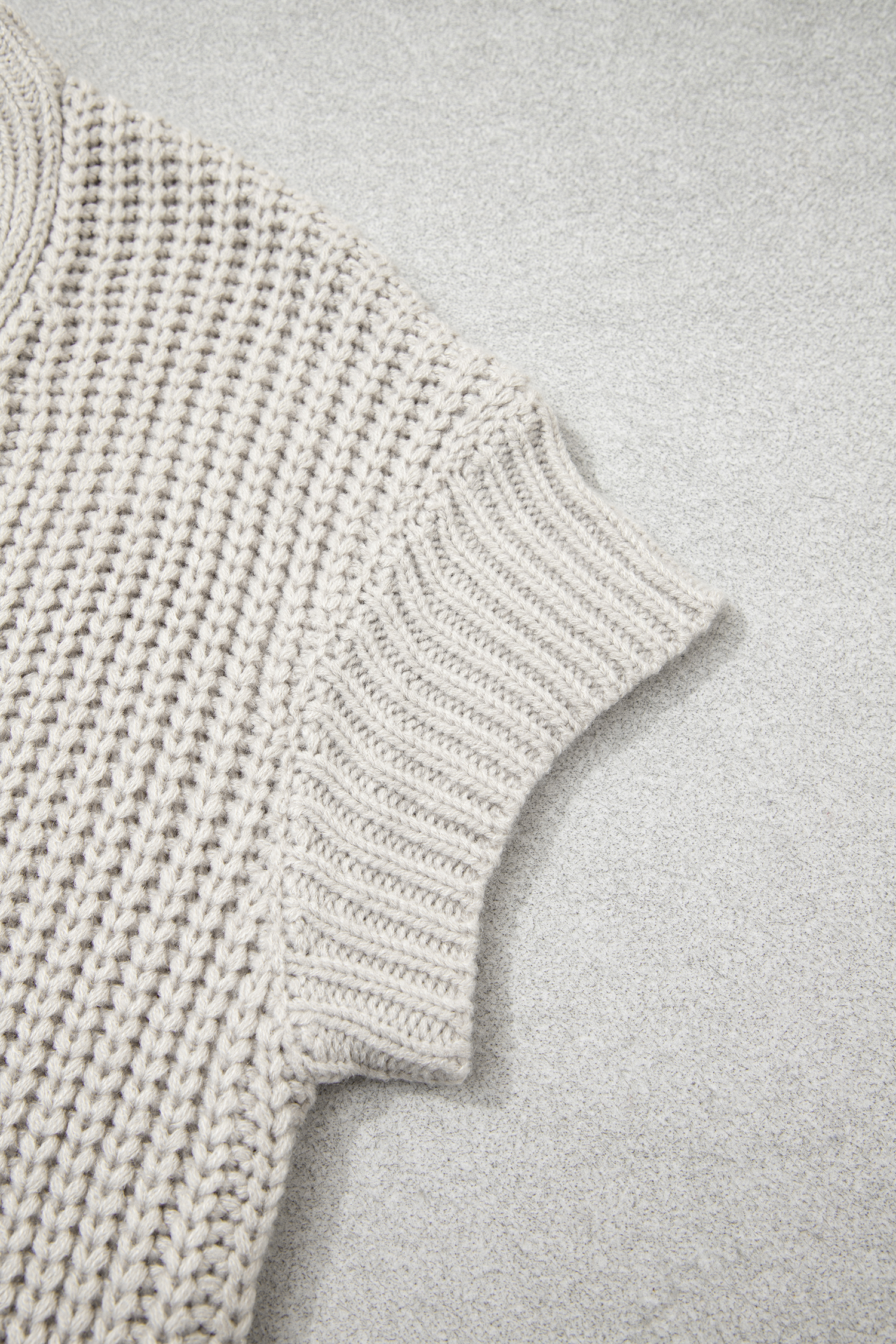 Women's Solid Short Sleeve Sweater, Chunky Zip Up Knit - Detail View 8