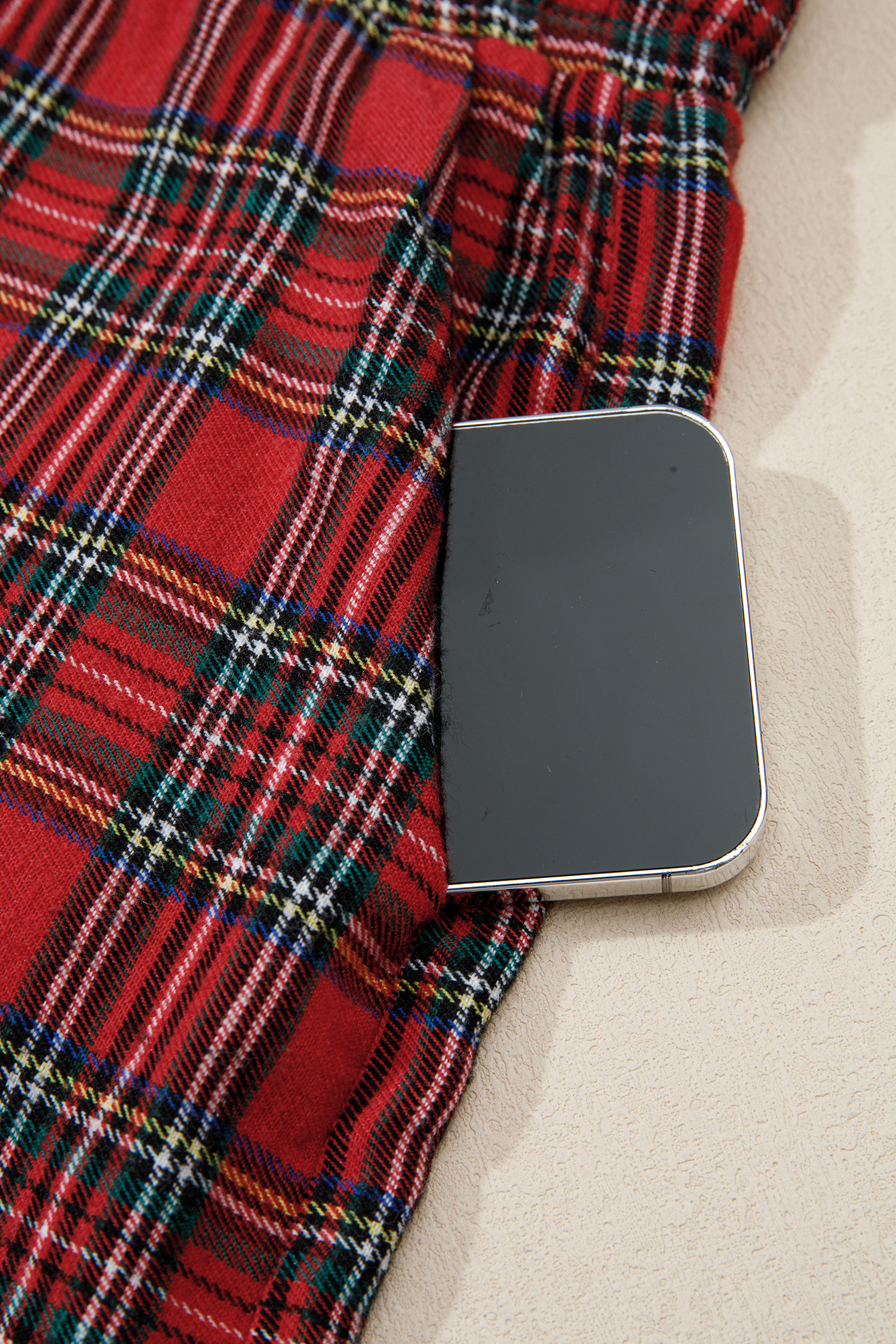 Festive Plaid Lounge Set, Women's Holiday Crewneck Pajamas - Detail View 17