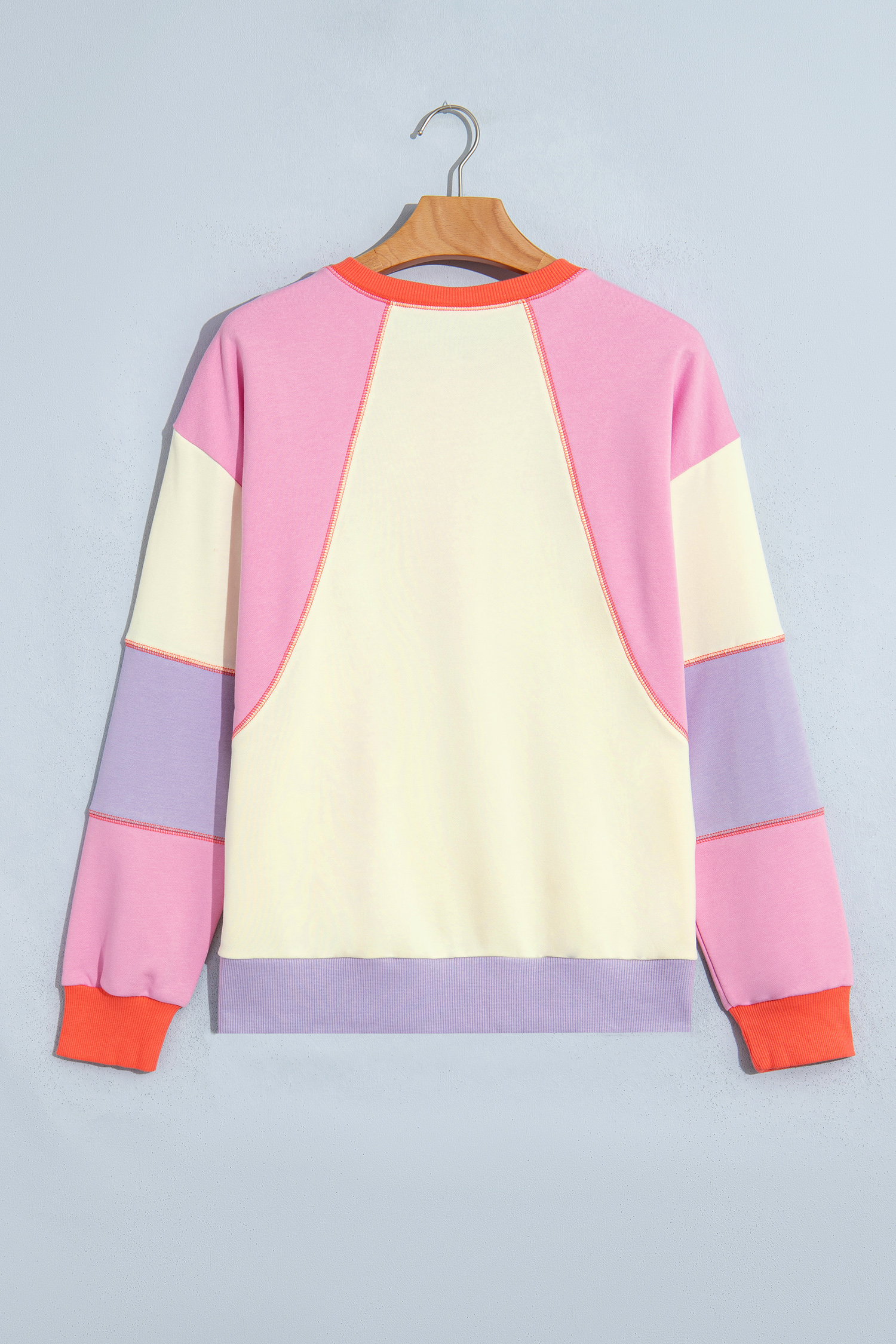 Soft Women's Long Sleeve Sweatshirt, Button Round Neck Top - Detail View 3
