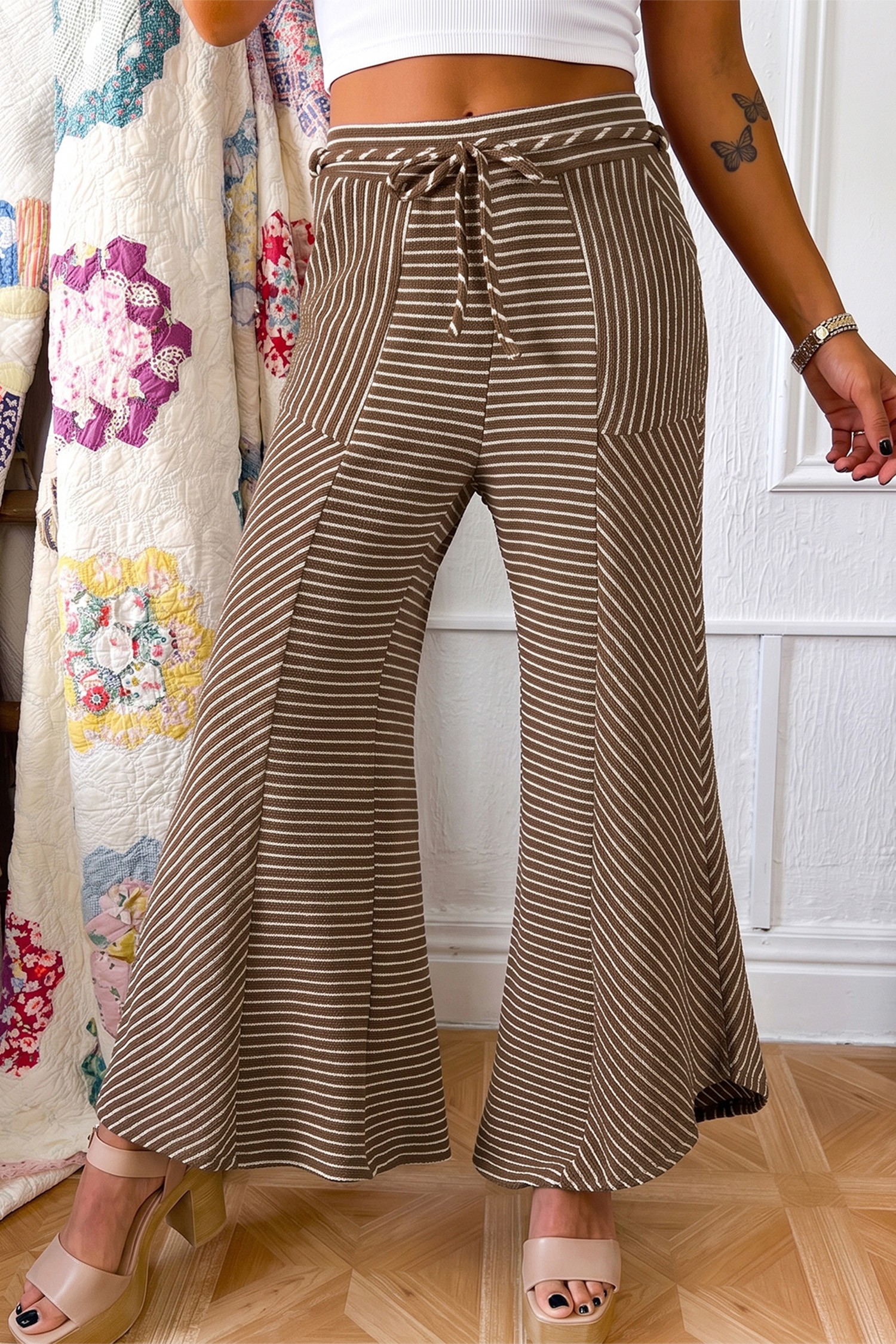 Comfy Stretch Women's Wide Leg Pants, All Season Casual Wear - Detail View 3