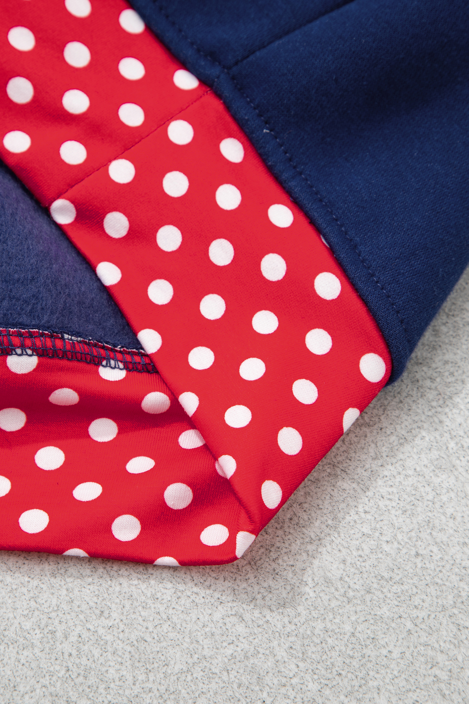 Women's Polka Dot Sweatshirt, Patchwork Colorblock - Detail View 8