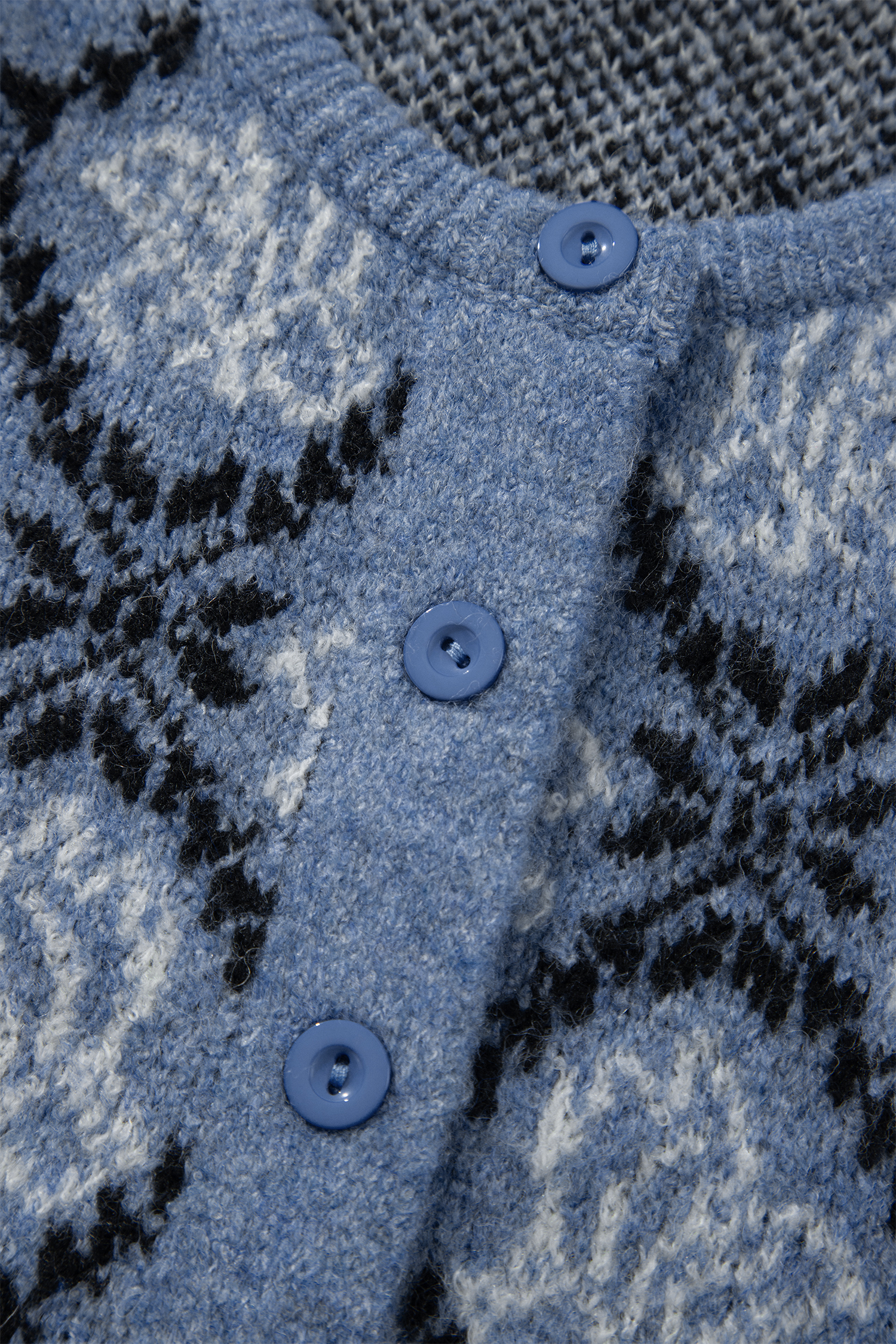 Women's Knit Button Front Top, Dark Blue Boho Short Sleeve - Detail View 10