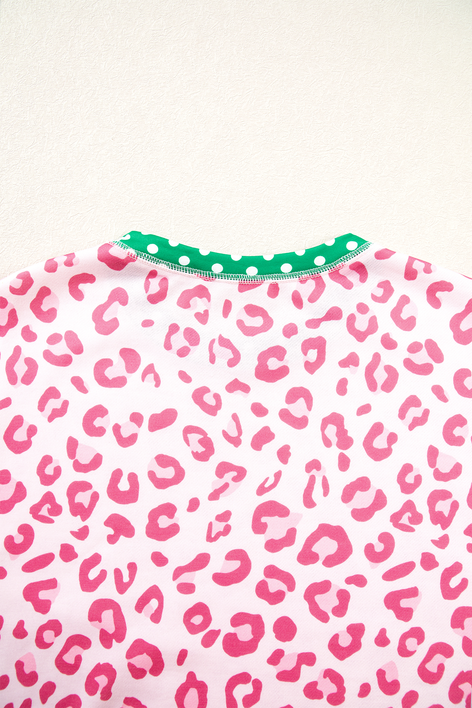 Leopard Print Polka Dot Women's Top, Colorblock Style - Detail View 8