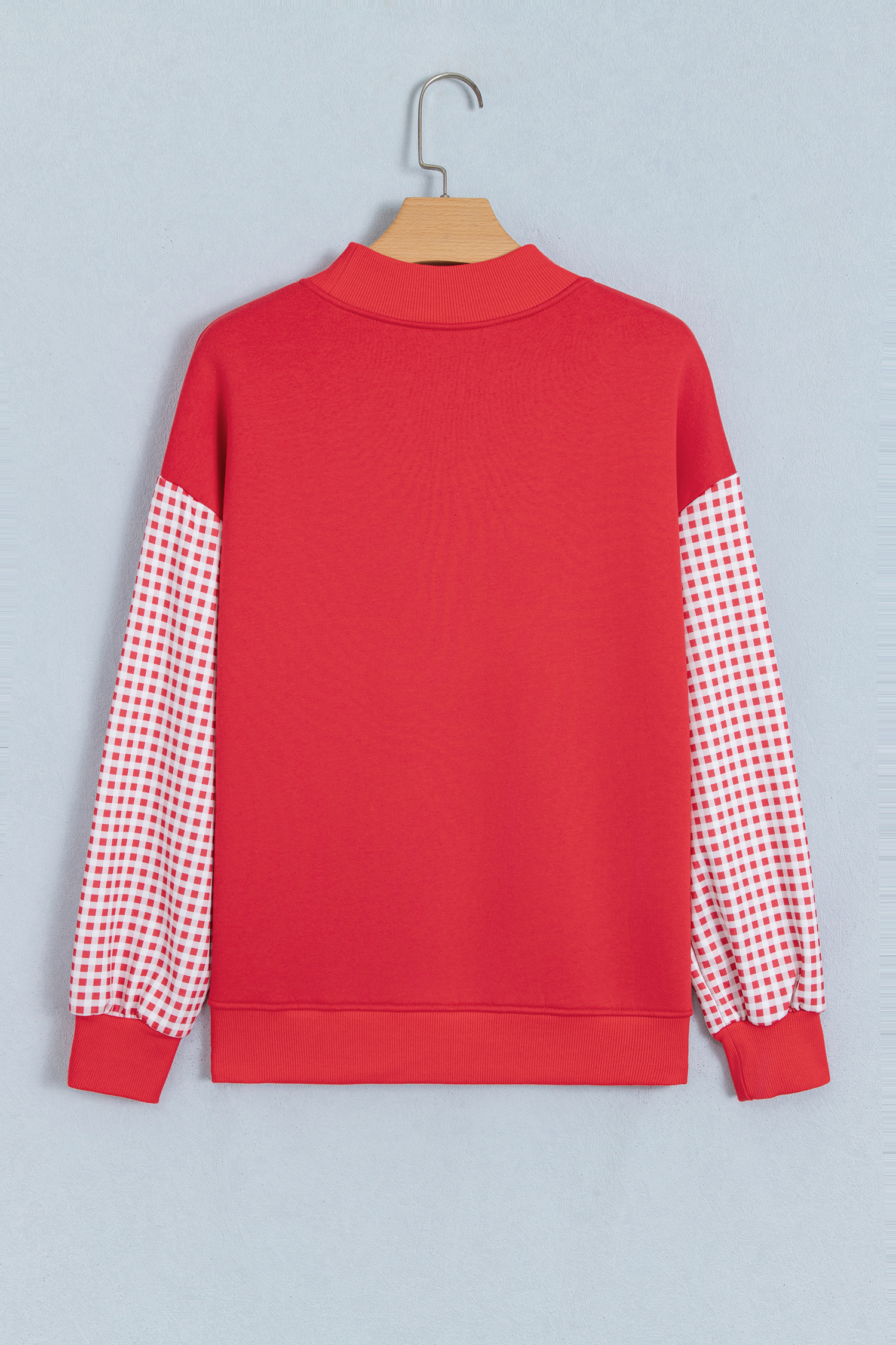 Cotton Blend Oversized Sweatshirt, Women's Plaid Long Sleeve - Detail View 3
