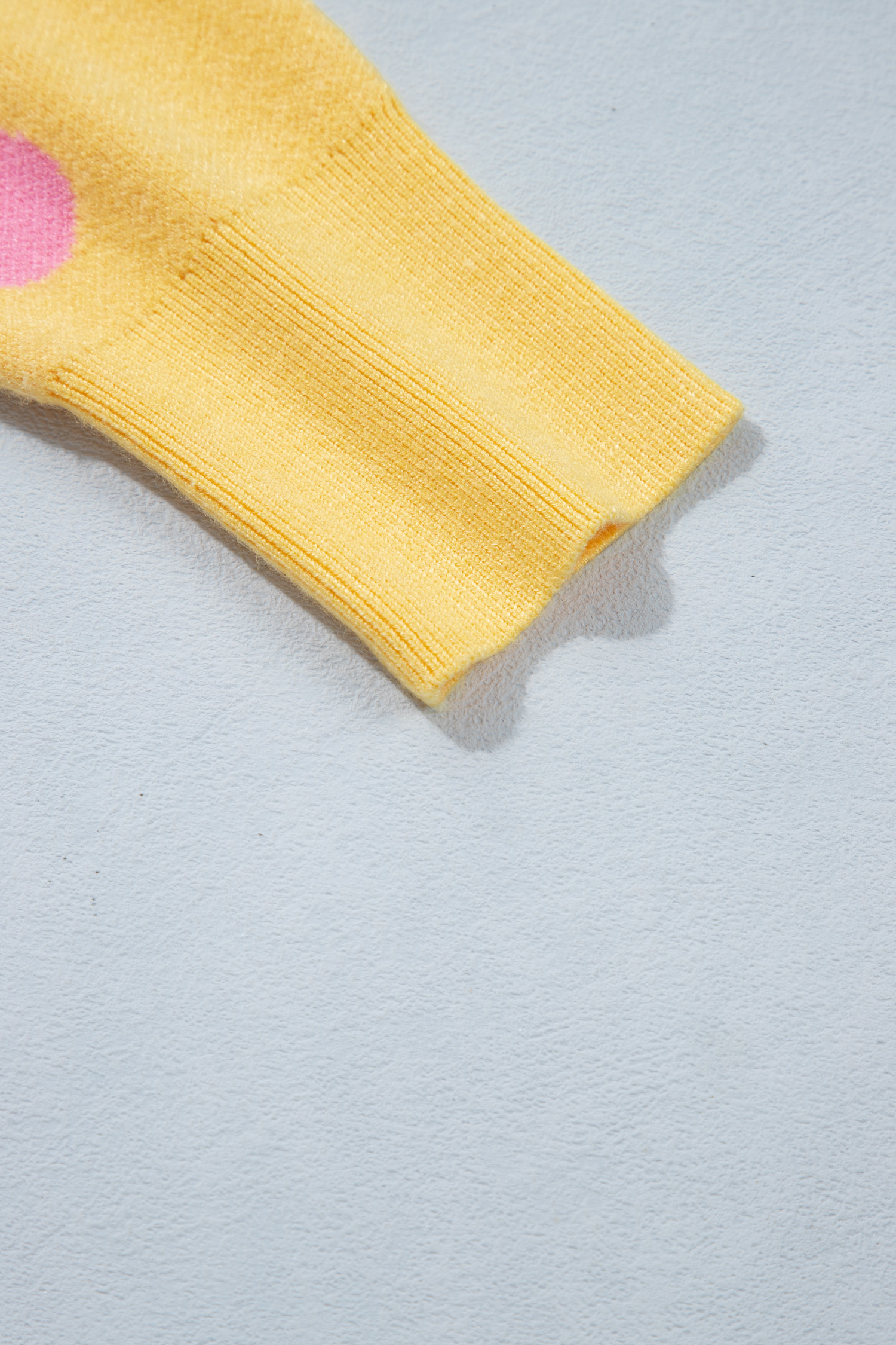 Yellow Cream Knit Cardigan, Long Sleeve Polka Dot Fall Top - Detail View 8