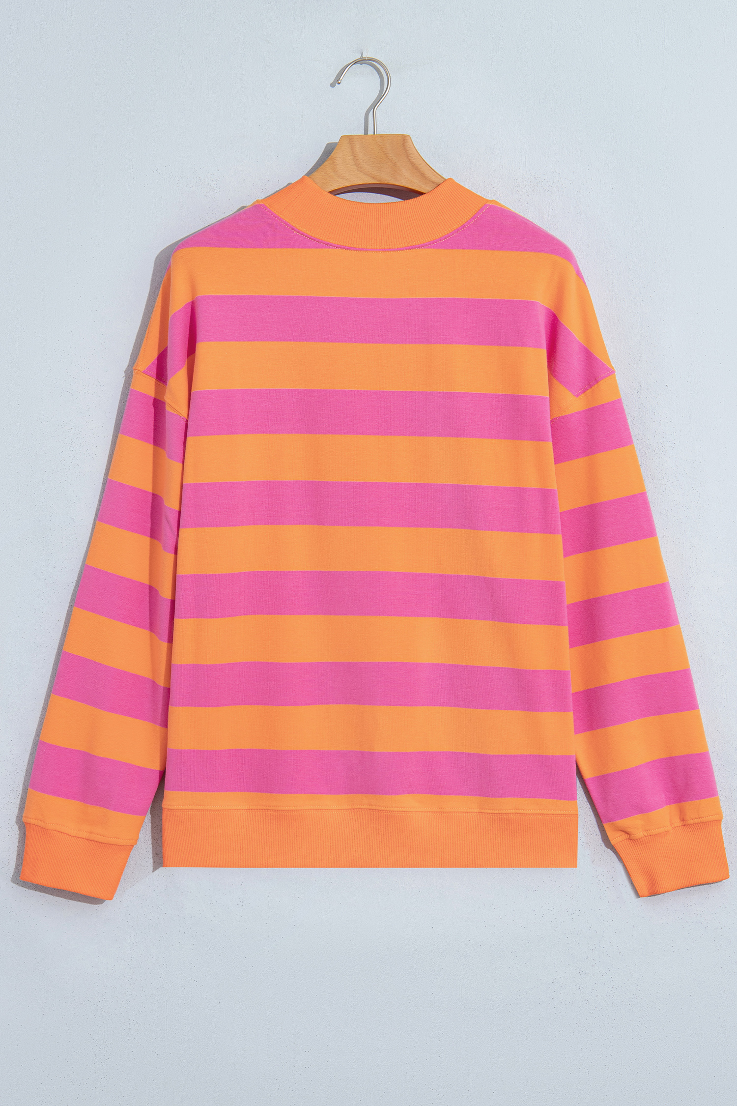 Soft Cotton Striped Pullover, Women's Relaxed Mock Neck Fit - Detail View 3