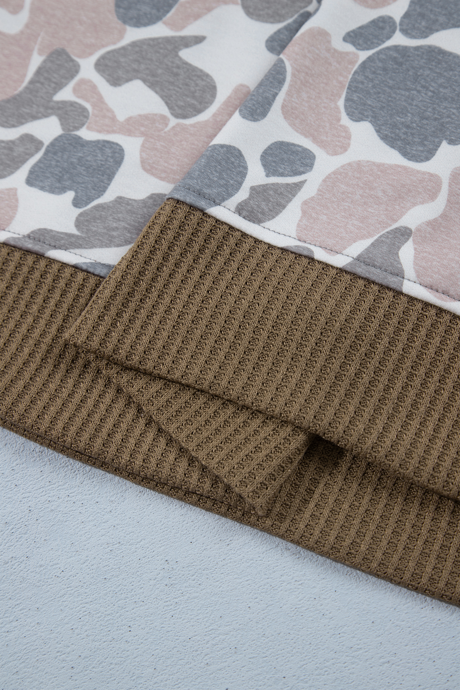 Women's Camouflage Pullover, Casual Button Hood - Detail View 11