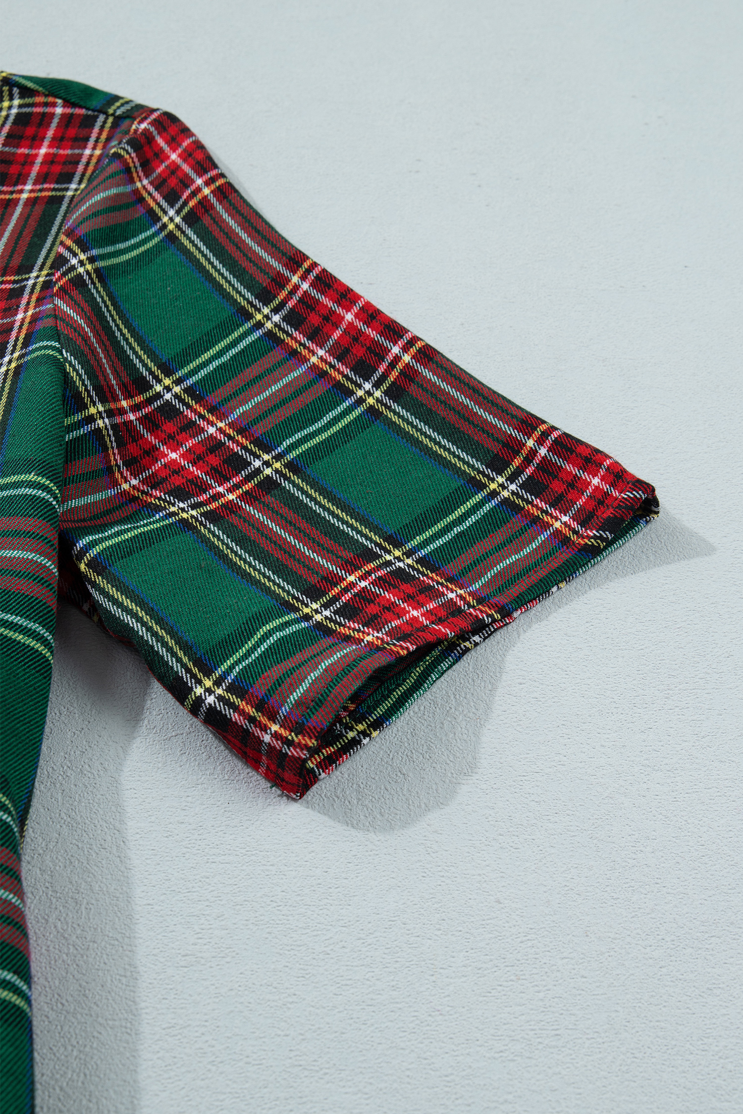 Festive Plaid Women's Shift Dress, Short Sleeve Holiday - Detail View 11