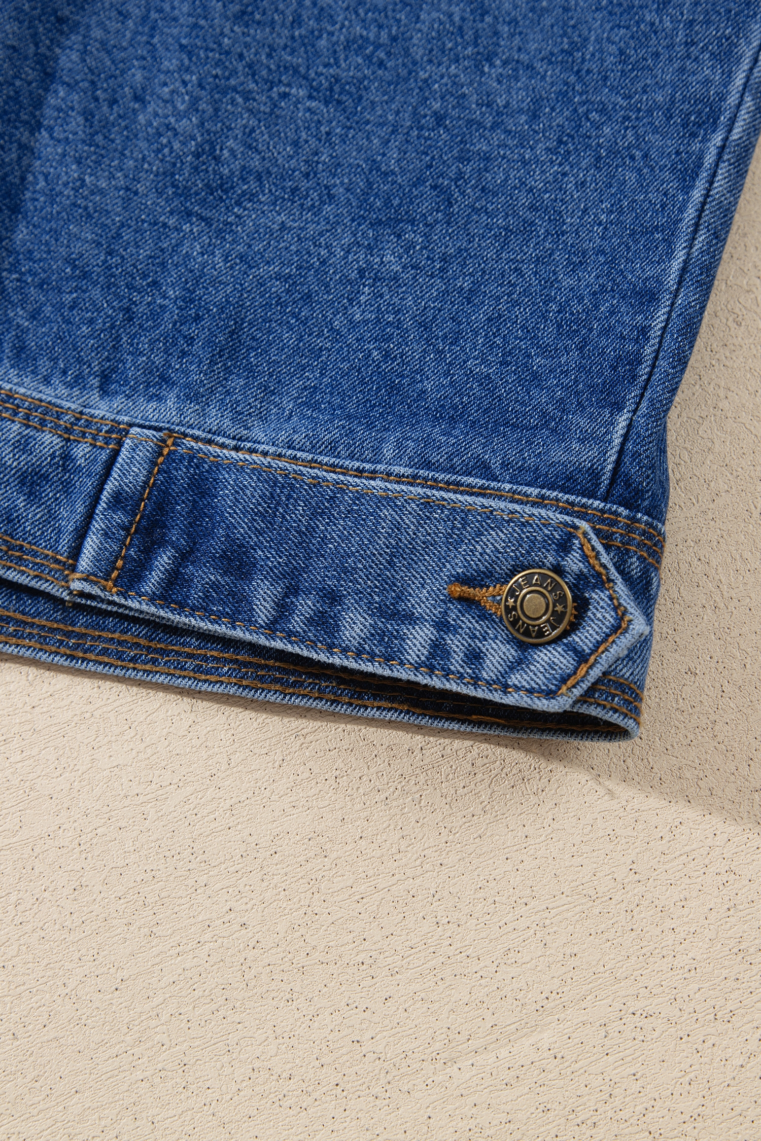 Sail Blue Denim Jacket, Casual Button Front Western Outerwear - Detail View 11