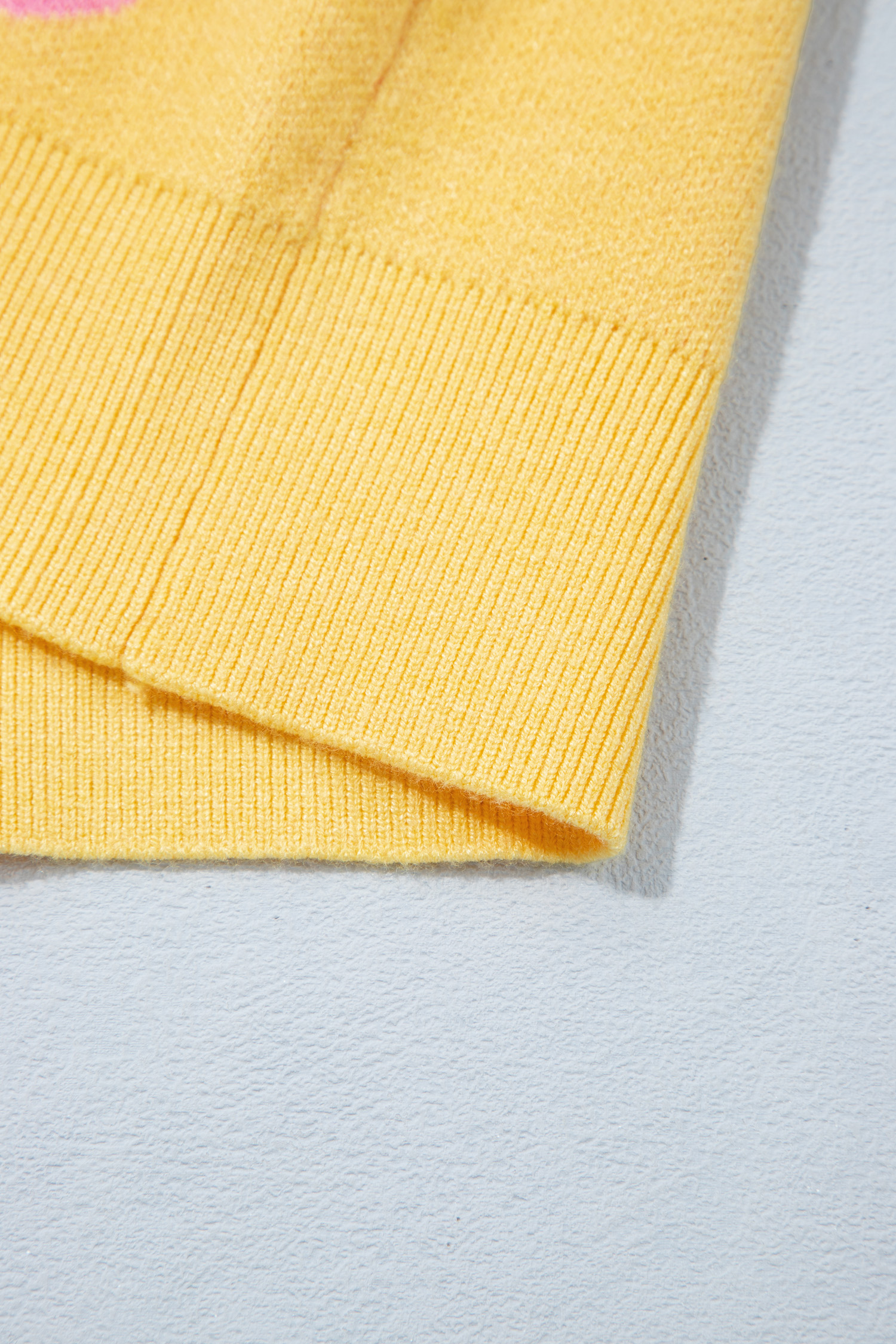 Women's Polka Dot Cardigan, Yellow Cream Button Front Sweater - Detail View 7