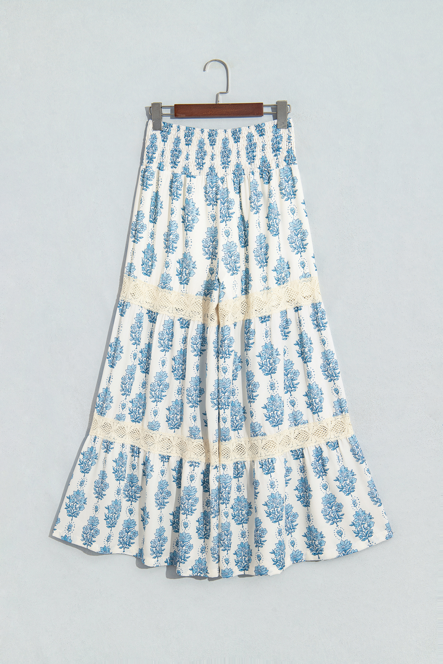 Women's Floral Wide Leg Pants, Boho Lace Print - Detail View 5