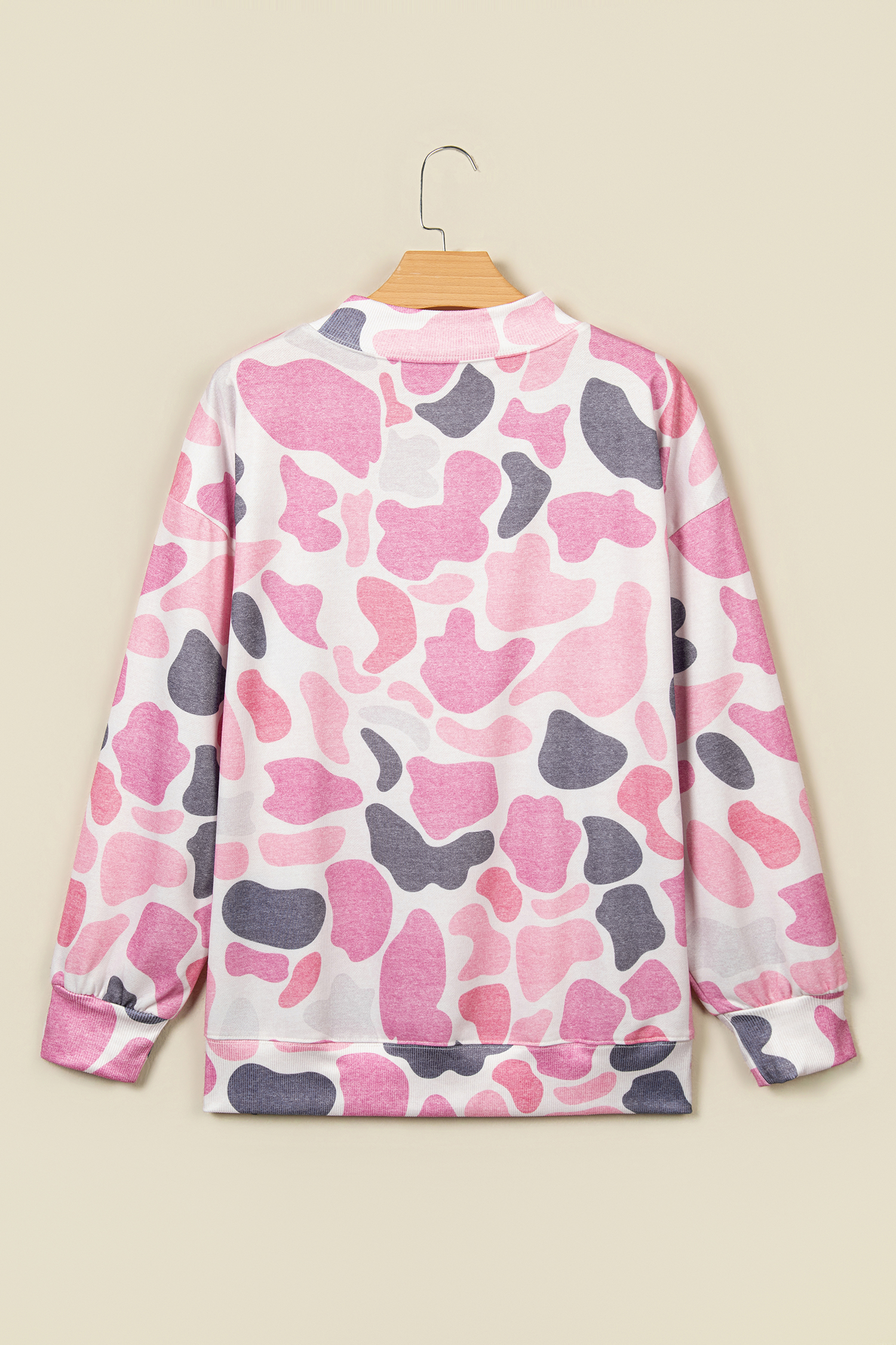 Western Baggy Howdy Pullover, Cozy Pink Camo Top - Detail View 6