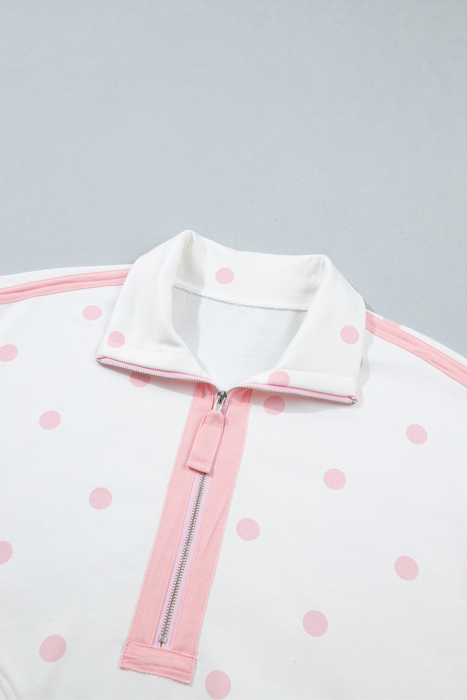 Half Zip Polka Dot Sweatshirt, Long Sleeve Women's Autumn - Detail View 6