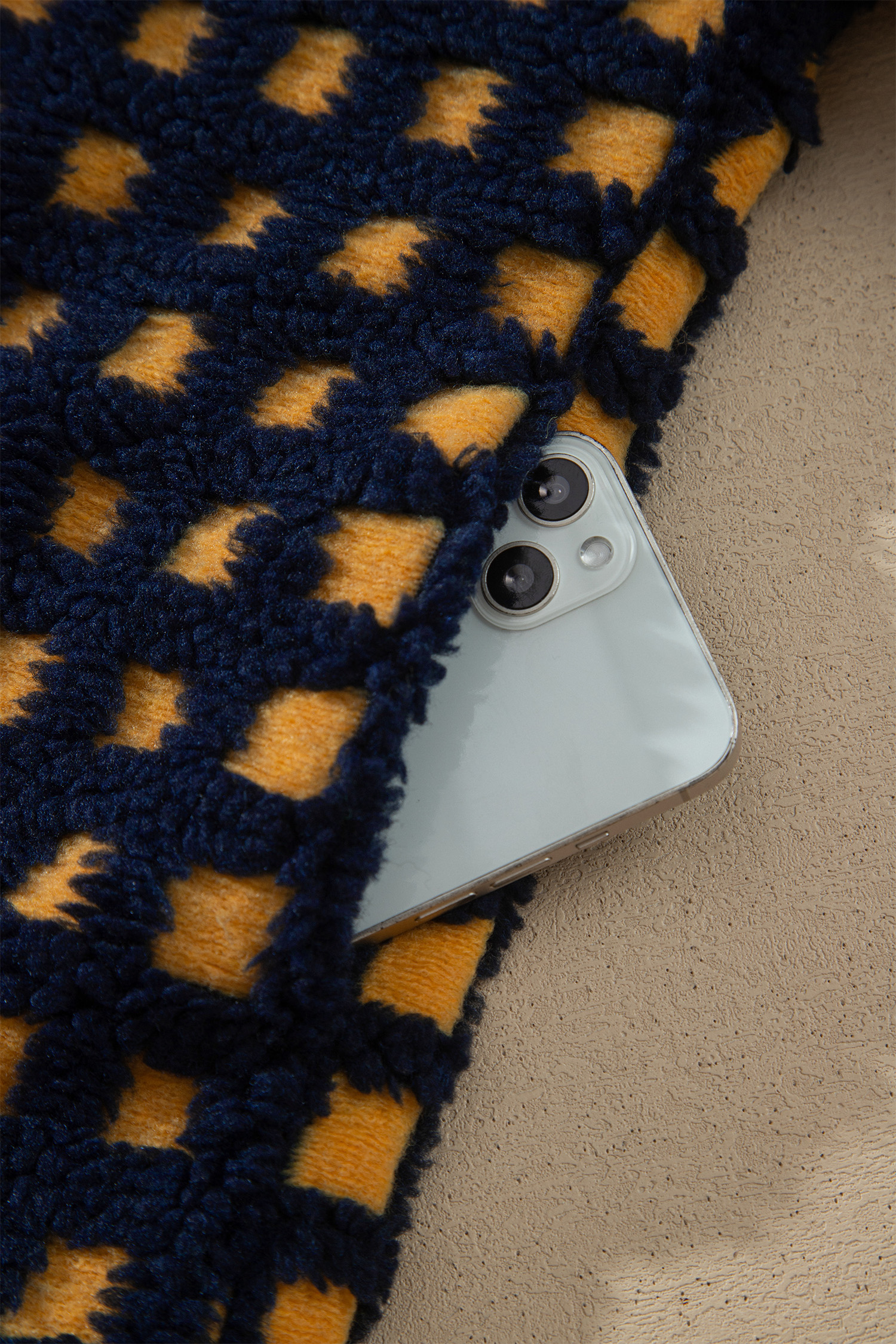Blue Plaid Stand Neck Sherpa Jacket, Trendy Zip Outerwear - Detail View 8
