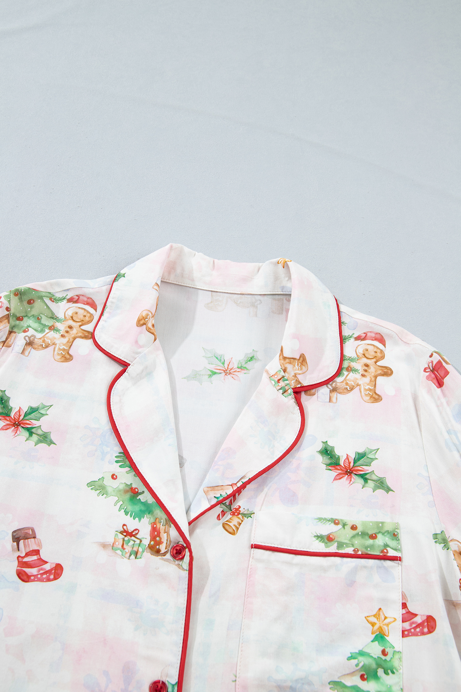 Women's Christmas Pajama Set, Long Sleeve Lounge Top Pants - Detail View 7