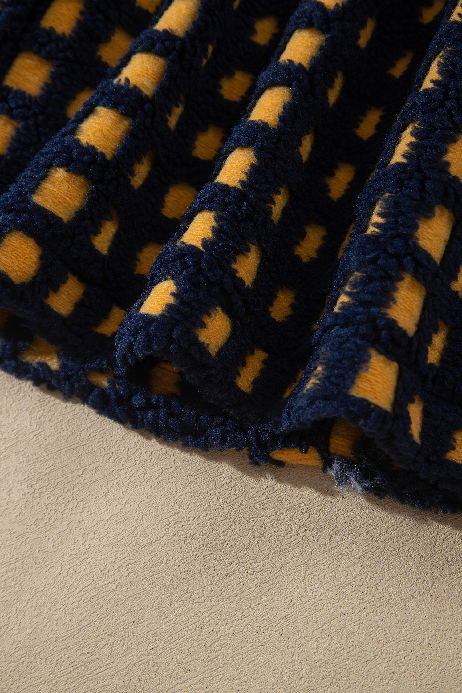 Warm Long Sleeve Sherpa Fleece Coat, Soft Plaid Zip Jacket - Detail View 6