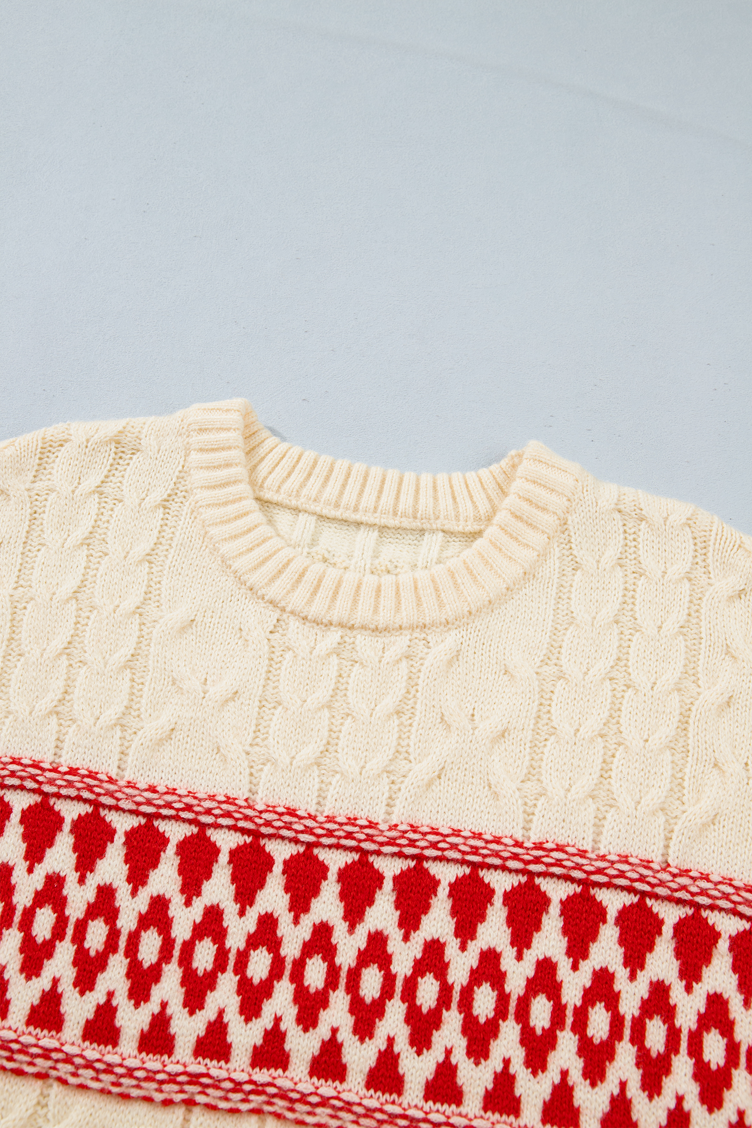 Red Western Pattern Sweater, Chic Apres Ski Women's Knit - Detail View 20