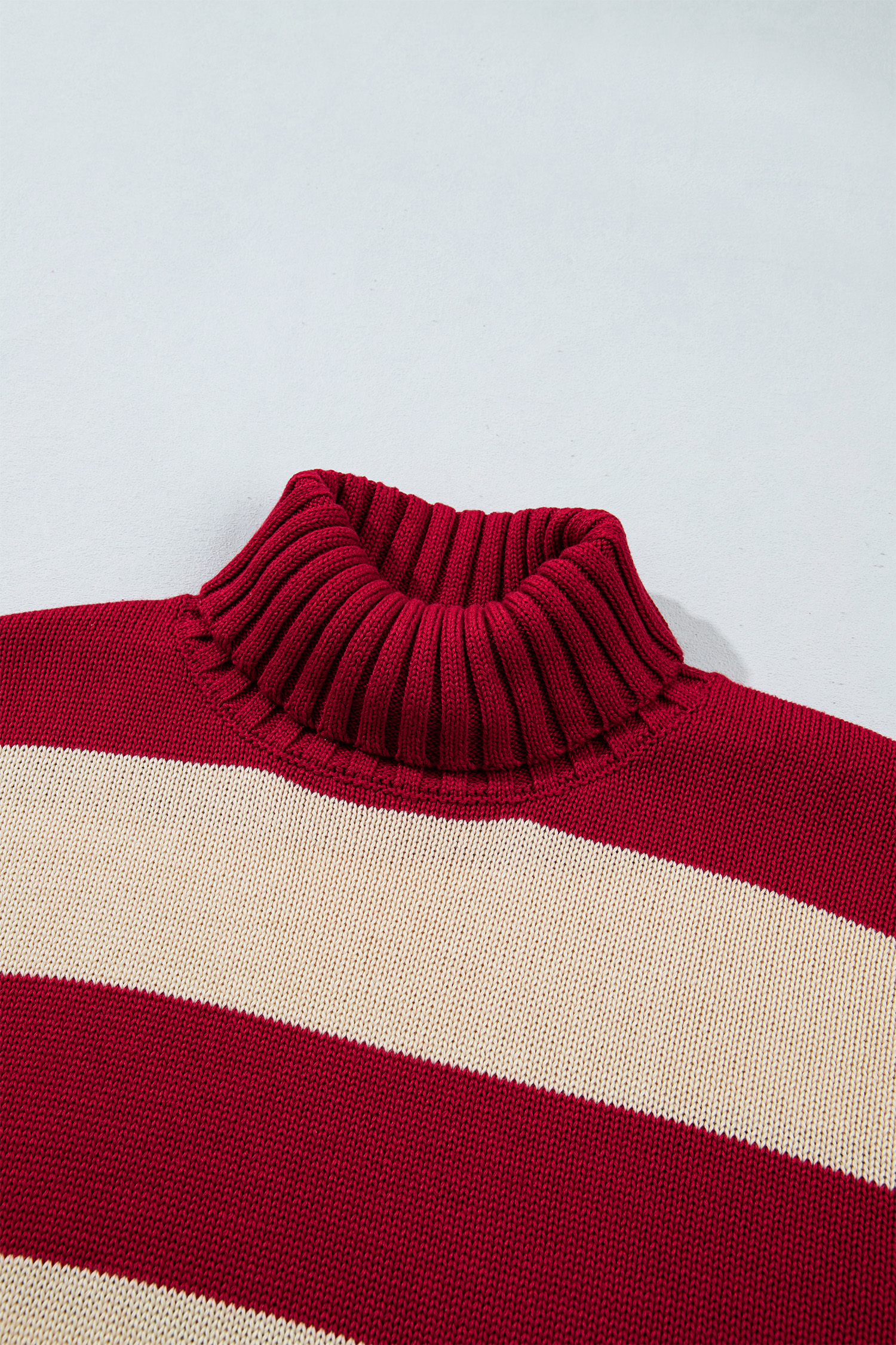 Striped Pullover Sweater, Women's Relaxed High Neck Knit - Detail View 10