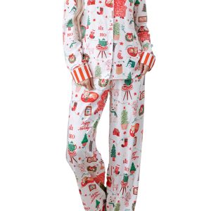 Women's Christmas Pajama Set, Festive Long Sleeve Lounge - Main View