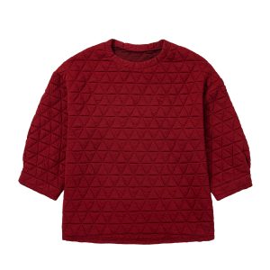 Quilted Round Neck Top, Casual Women's Racing Red Tunic - Main View